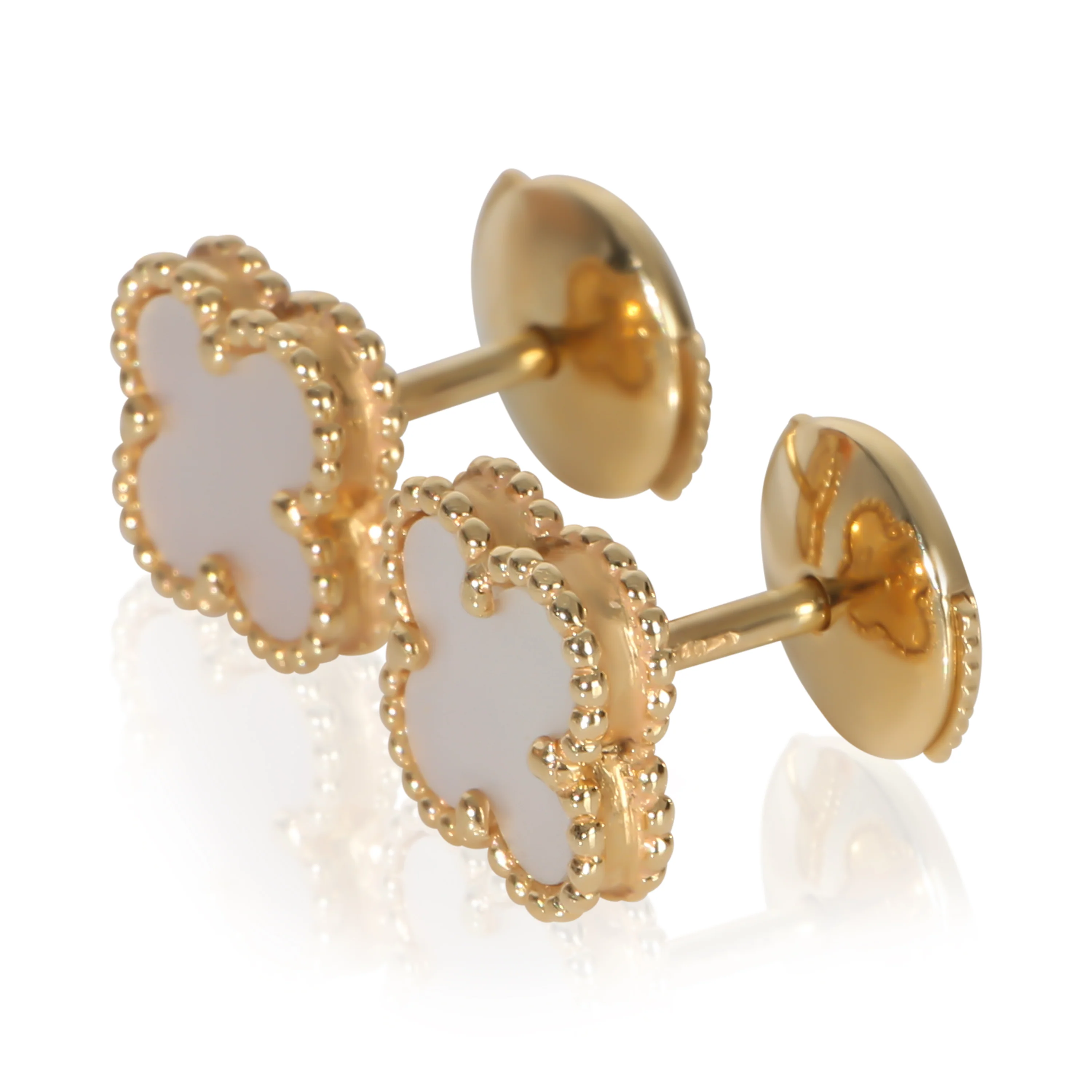 Yellow Gold Mother Of Pearl Sweet Alhambra Earrings - Image 2