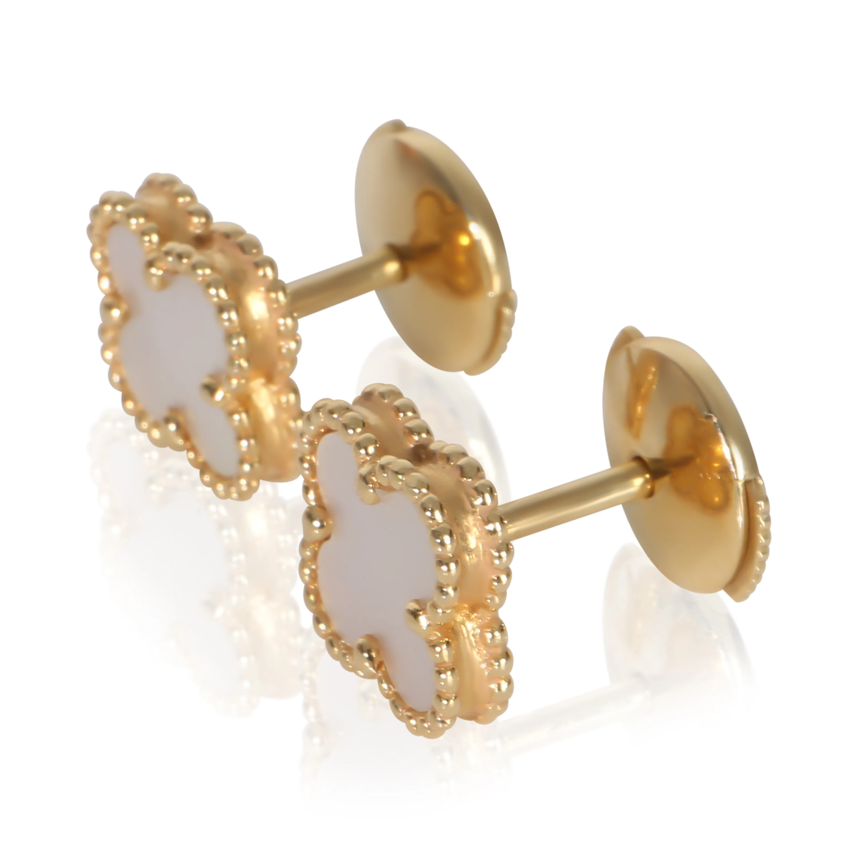 Yellow Gold Mother Of Pearl Sweet Alhambra Earrings - Image 4