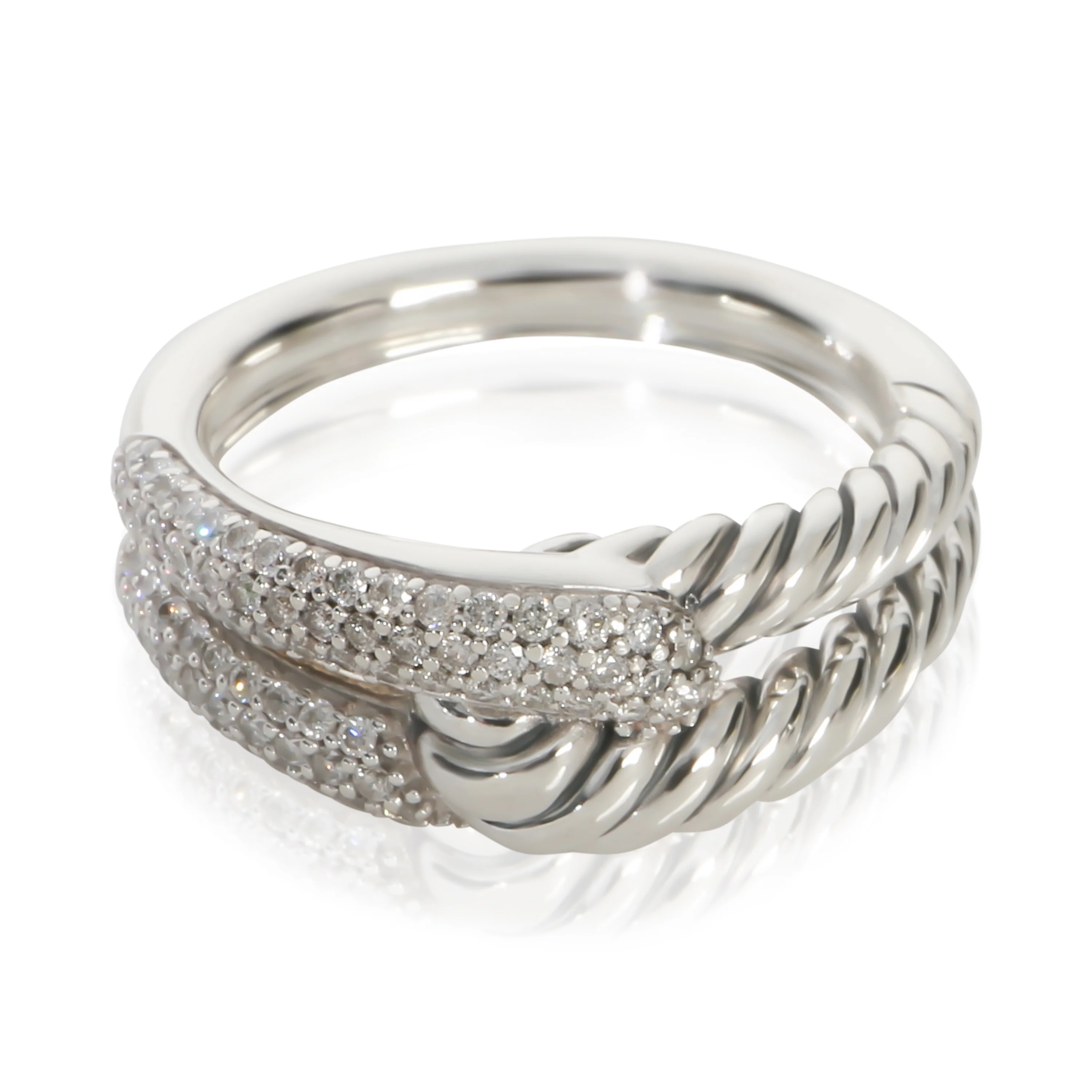 Sterling Silver Diamond Labyrinth Single Loop Ring