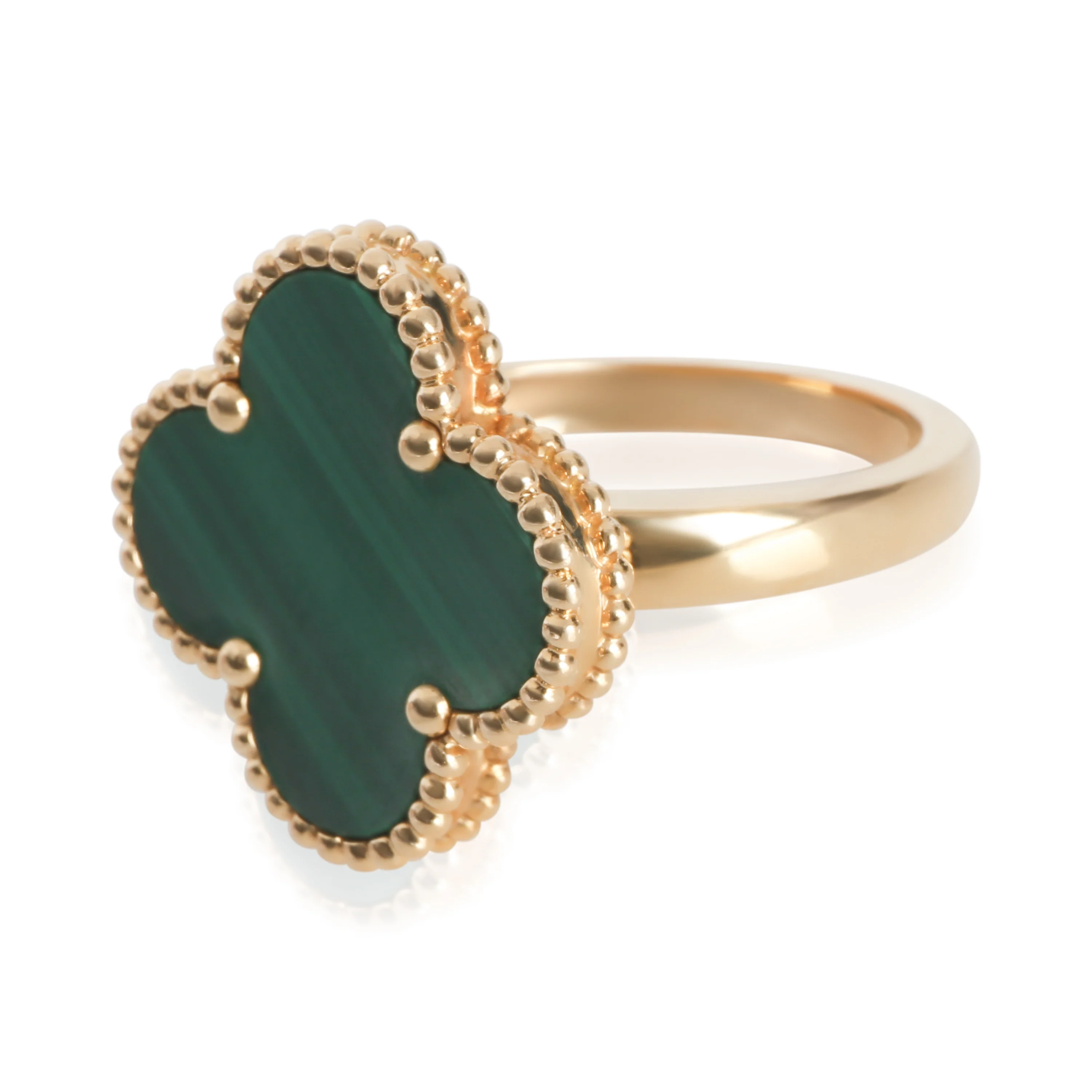 Yellow Gold Malachite Magic Alhambra Ring - Image 2