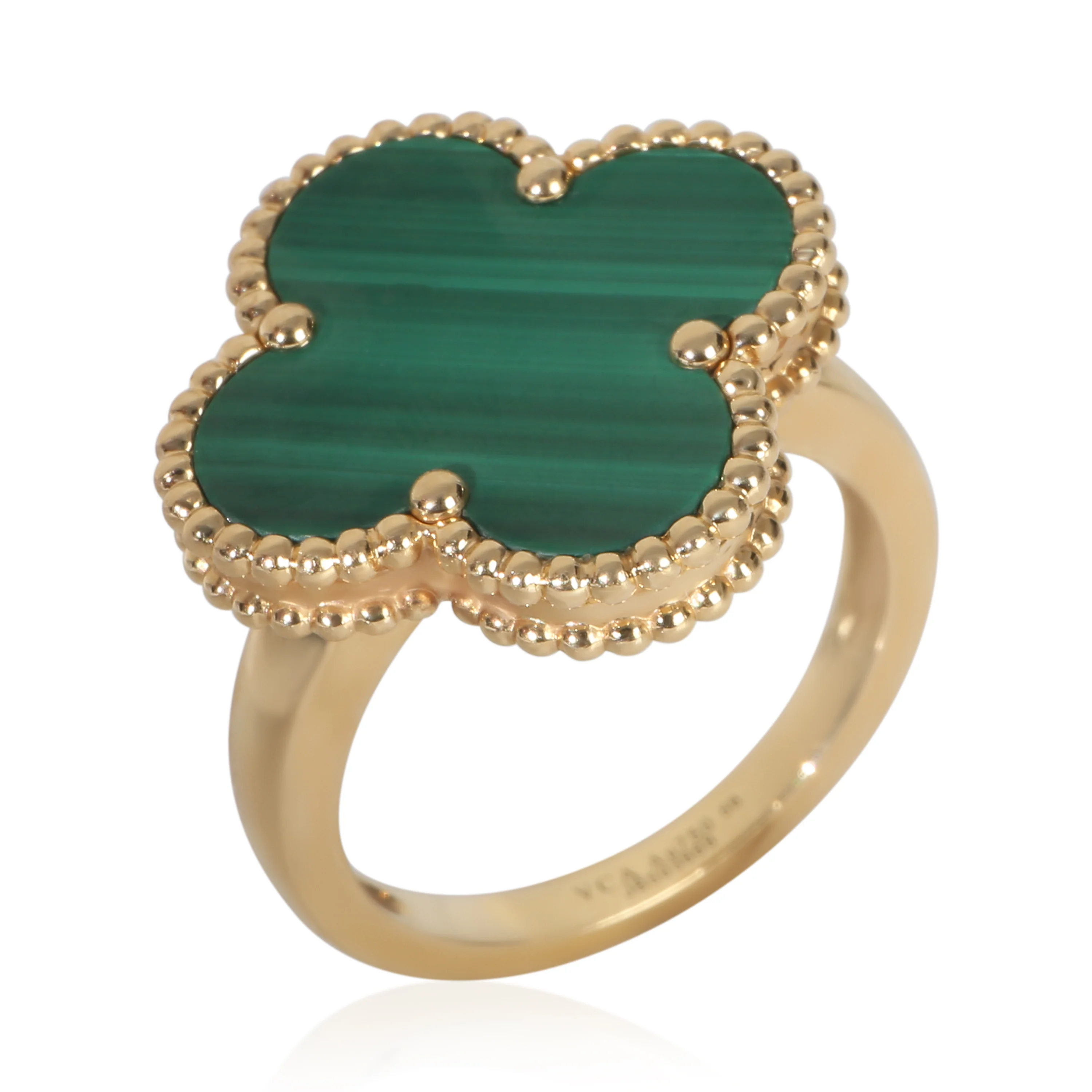 Yellow Gold Malachite Magic Alhambra Ring - Image 7