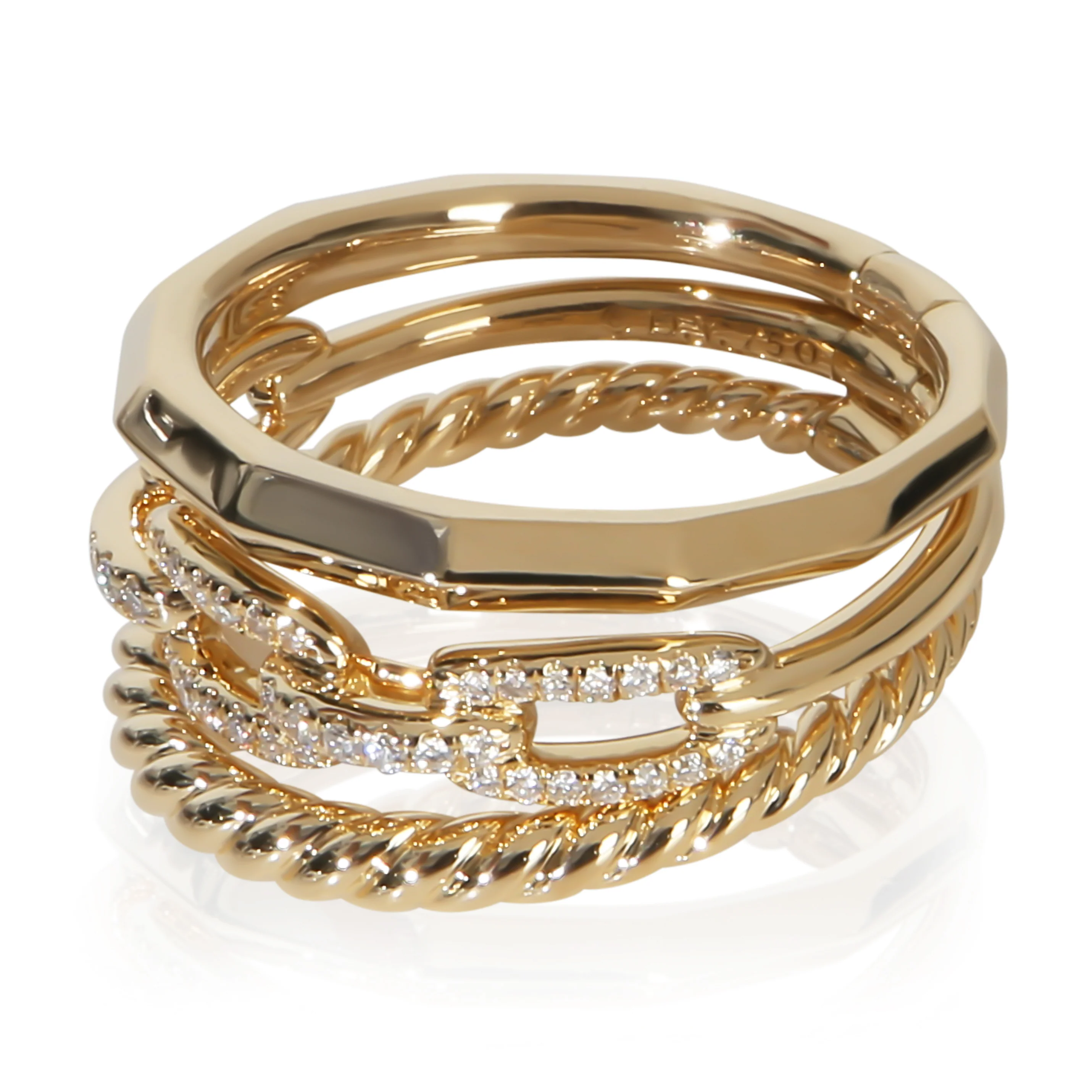 Yellow Gold Diamond Stax Three Row Ring - Image 2