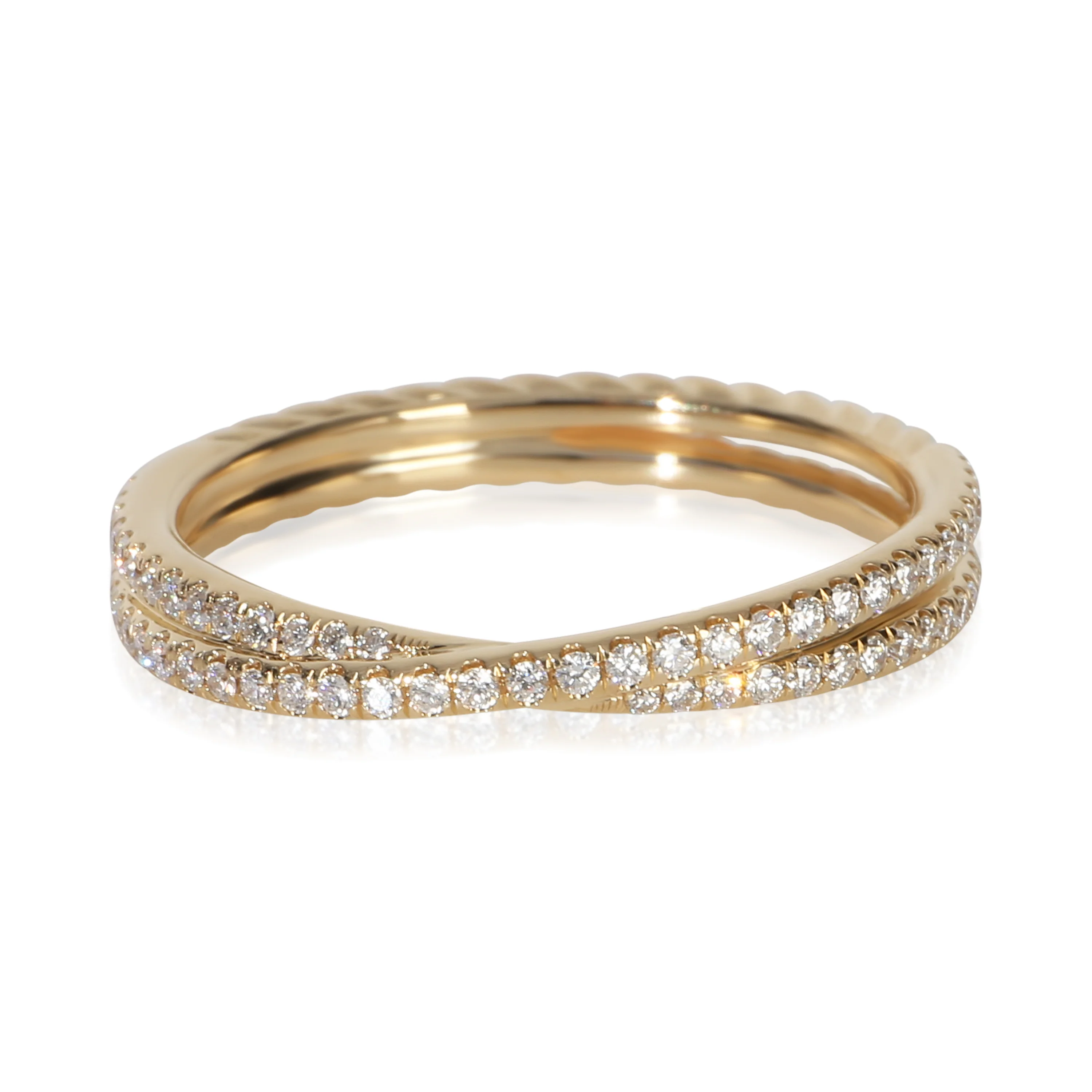 Yellow Gold Diamond Crossover Micro Pave Ring