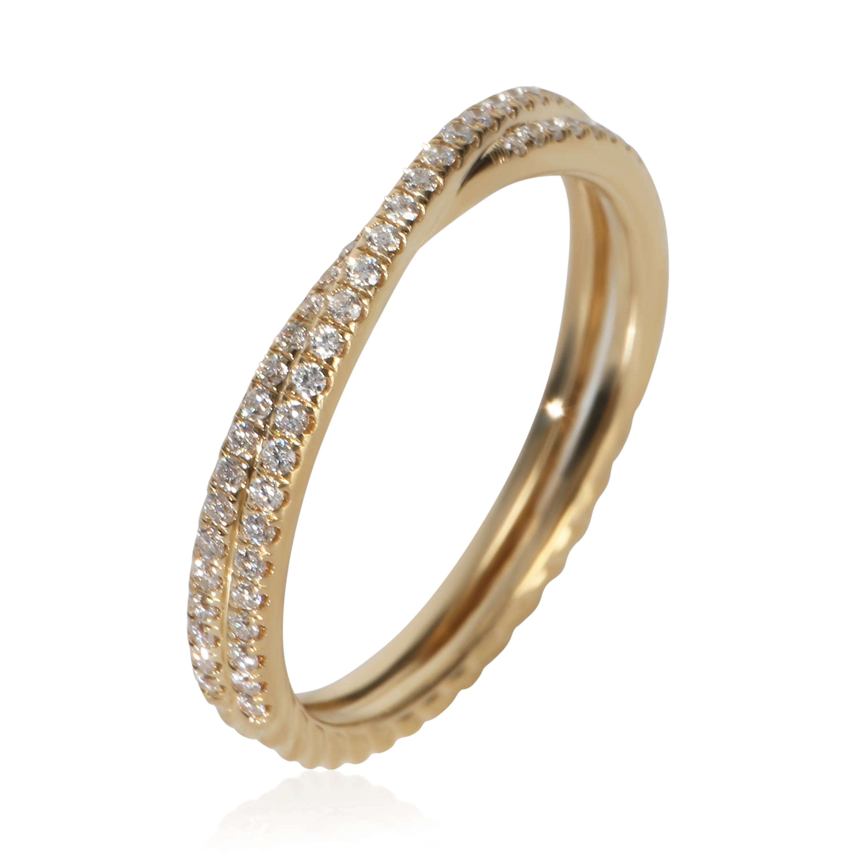 Yellow Gold Diamond Crossover Micro Pave Ring - Image 4