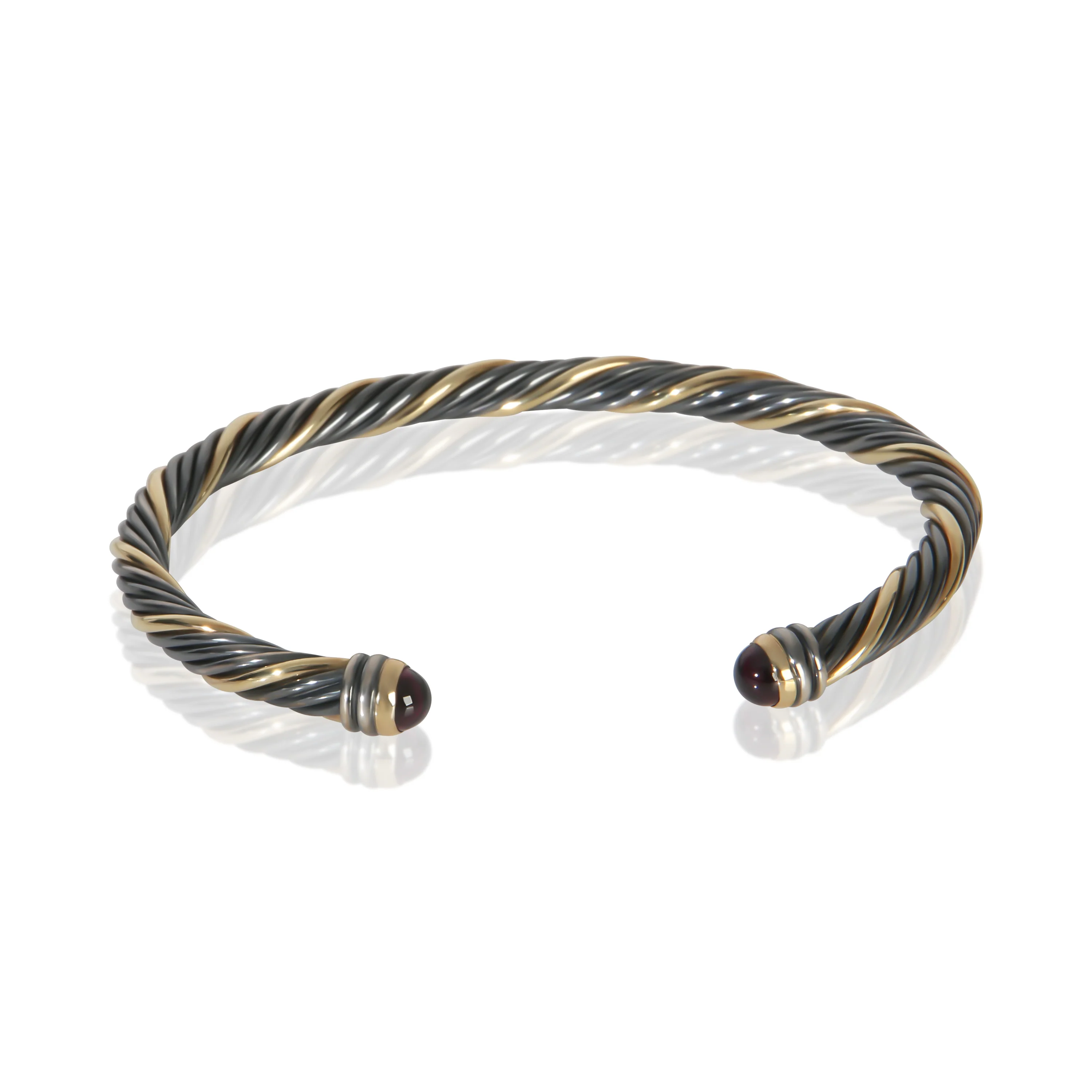 1/5 Yellow Gold & Sterling Silver Tourmaline Cable Classic Bracelet