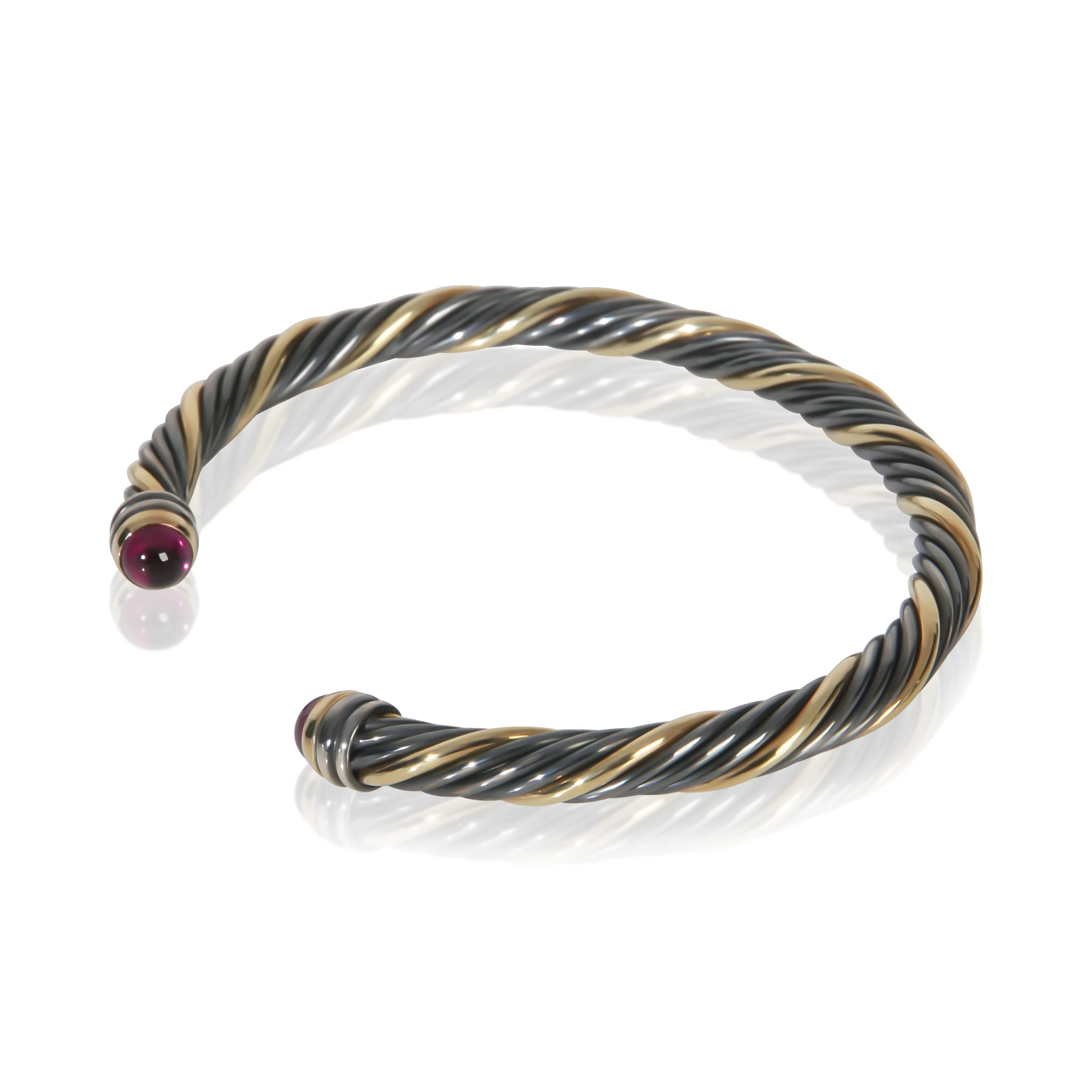 1/5 Yellow Gold & Sterling Silver Tourmaline Cable Classic Bracelet - Image 2