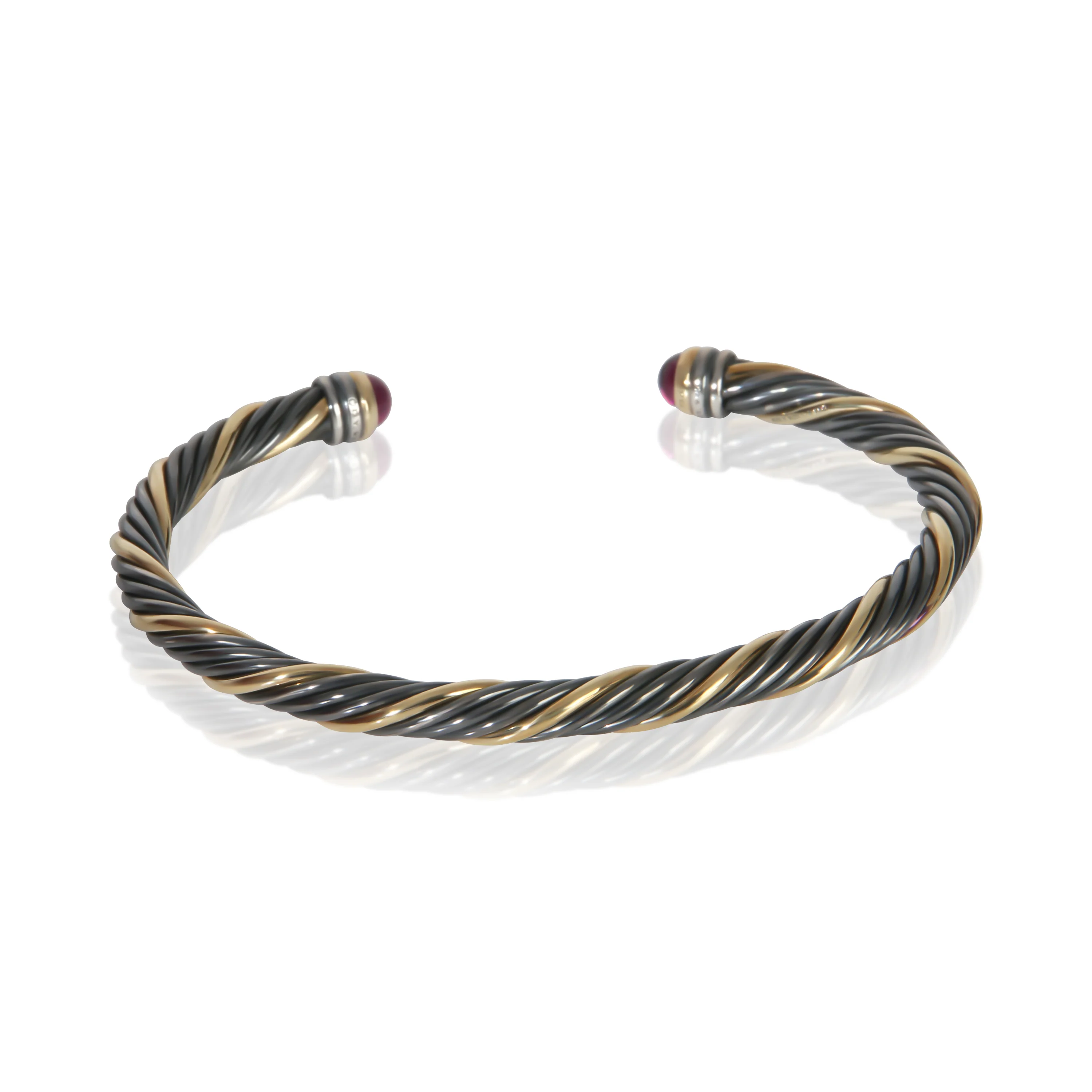 1/5 Yellow Gold & Sterling Silver Tourmaline Cable Classic Bracelet - Image 3