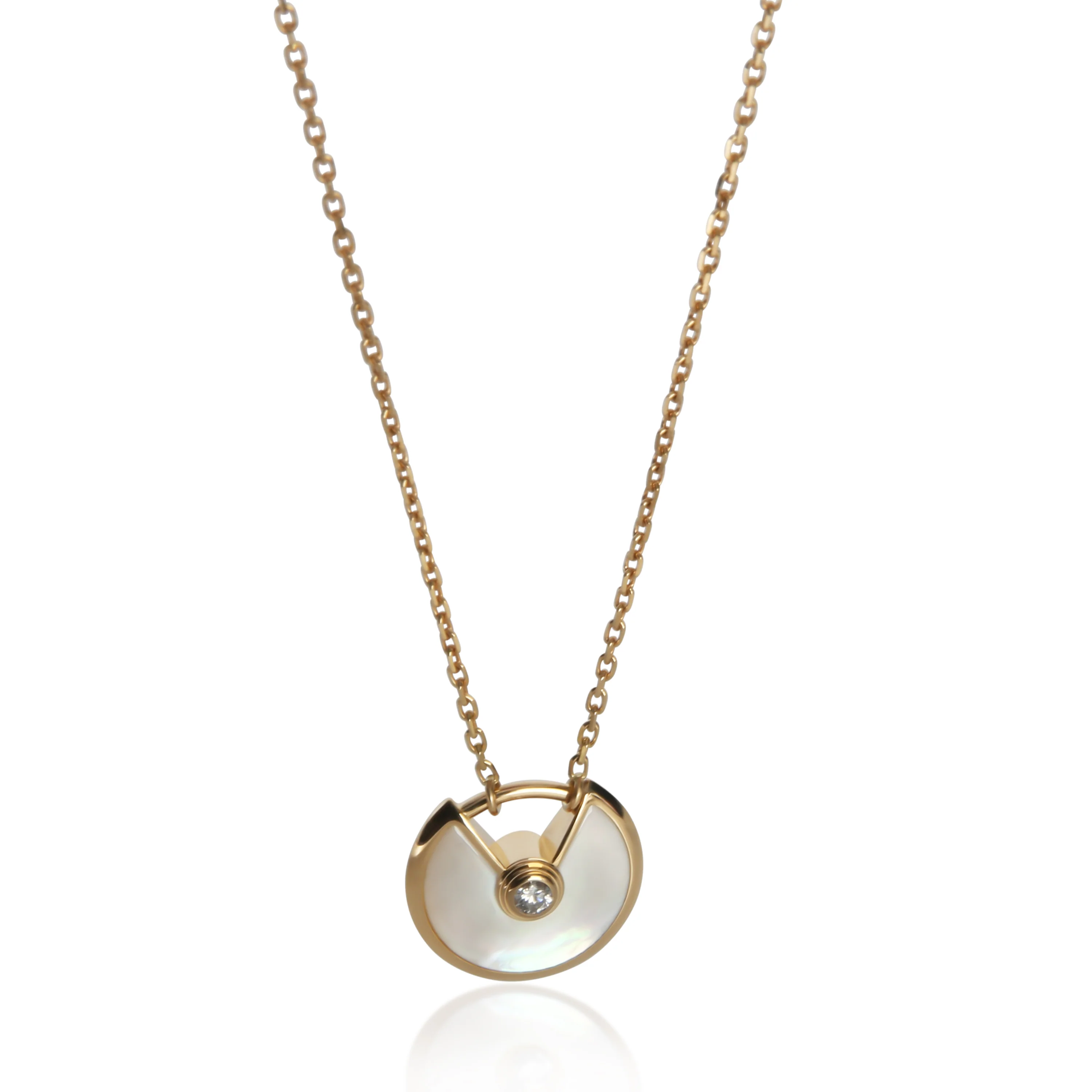 Yellow Gold Mother Of Pearl & Diamond Extra Small Model Amulette Pendant