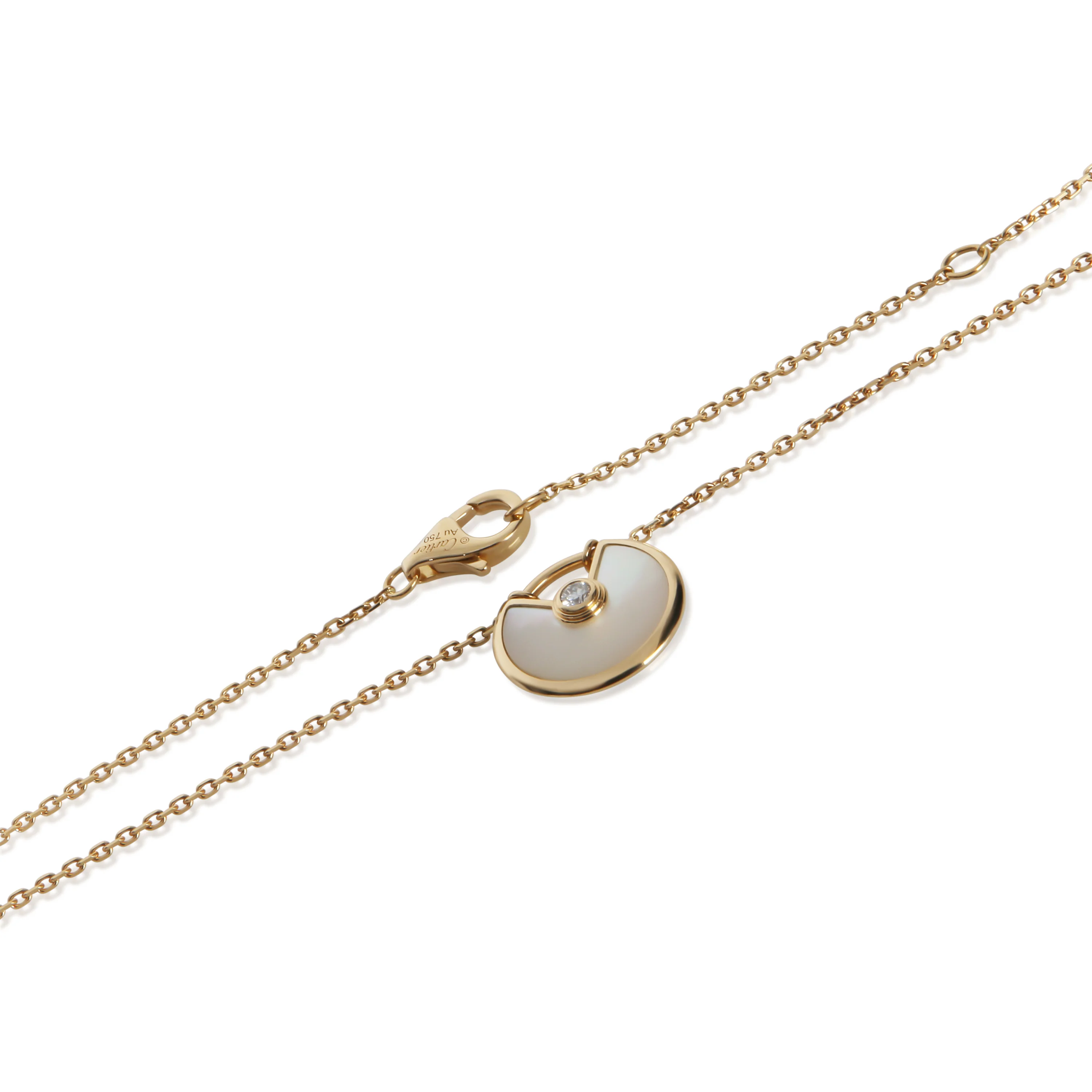 Yellow Gold Mother Of Pearl & Diamond Extra Small Model Amulette Pendant - Image 2