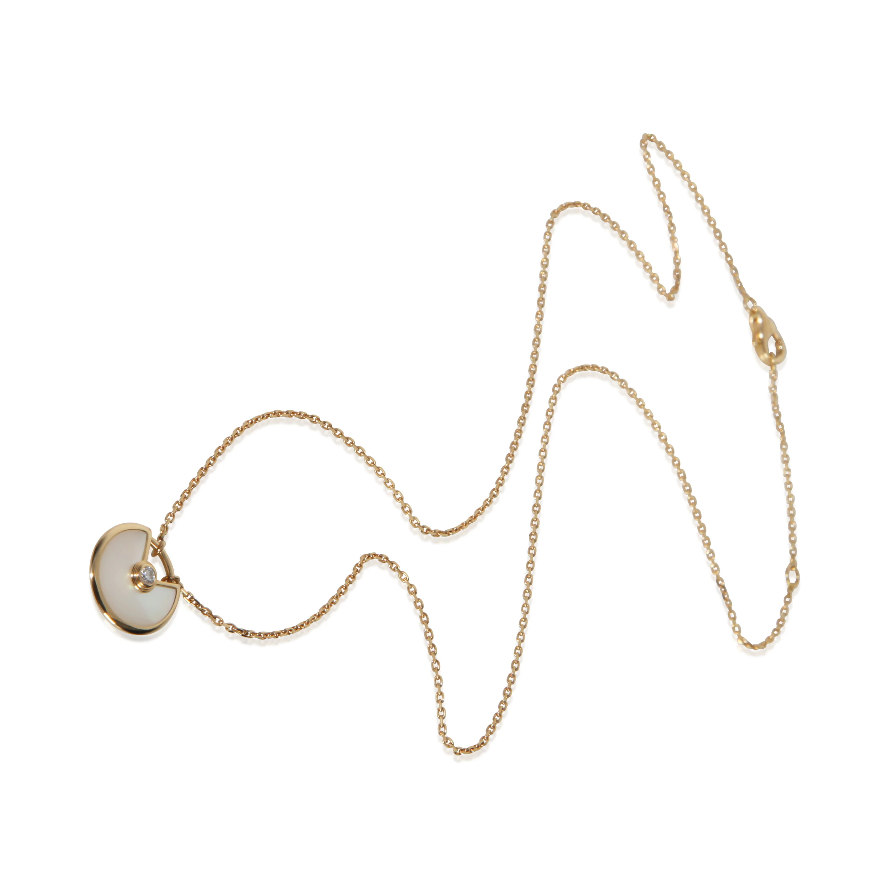 Yellow Gold Mother Of Pearl & Diamond Extra Small Model Amulette Pendant - Image 3
