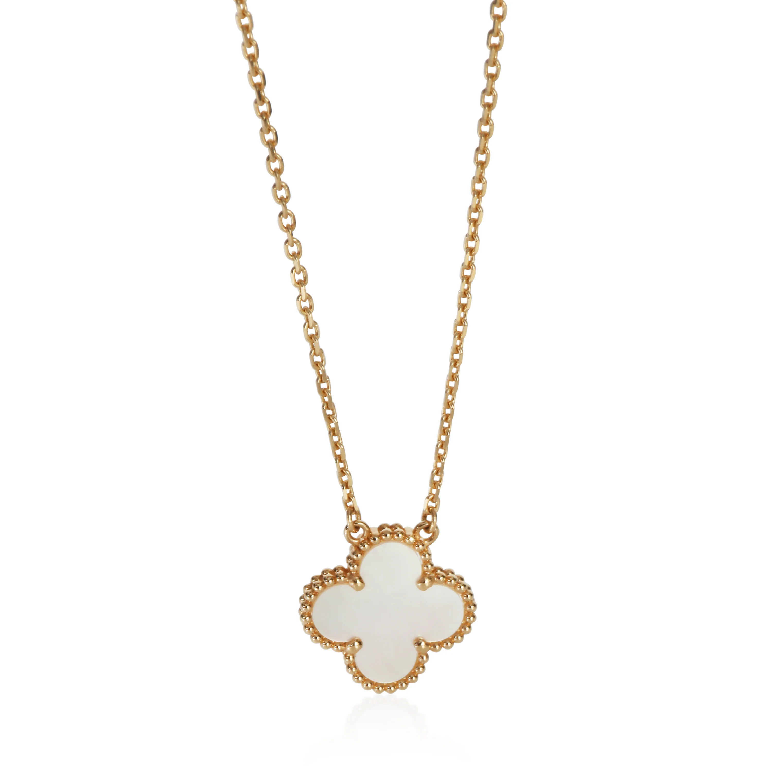 Yellow Gold Mother Of Pearl Vintage Alhambra Pendant