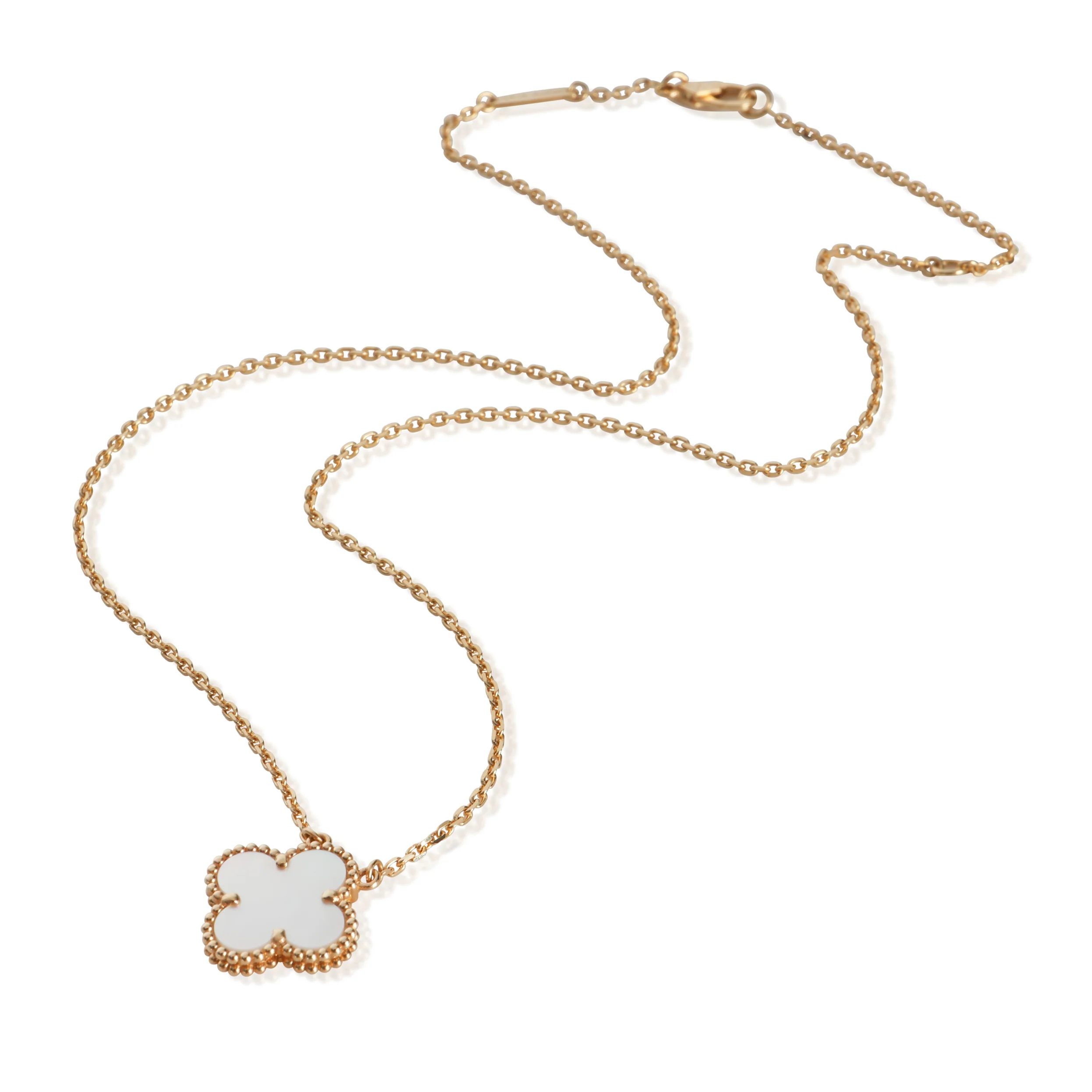 Yellow Gold Mother Of Pearl Vintage Alhambra Pendant - Image 3