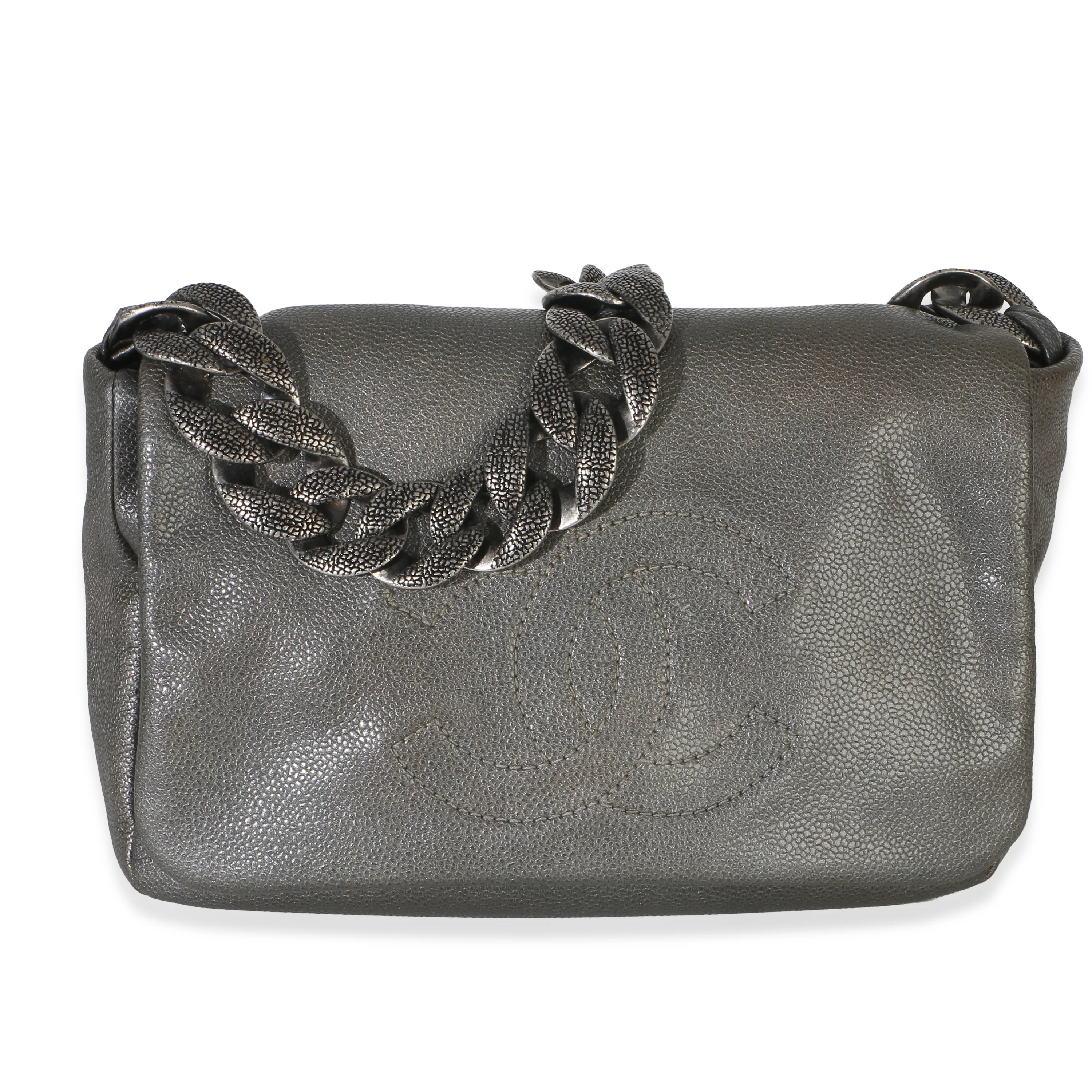 Grey Caviar CC Chunky Chain Single Flap