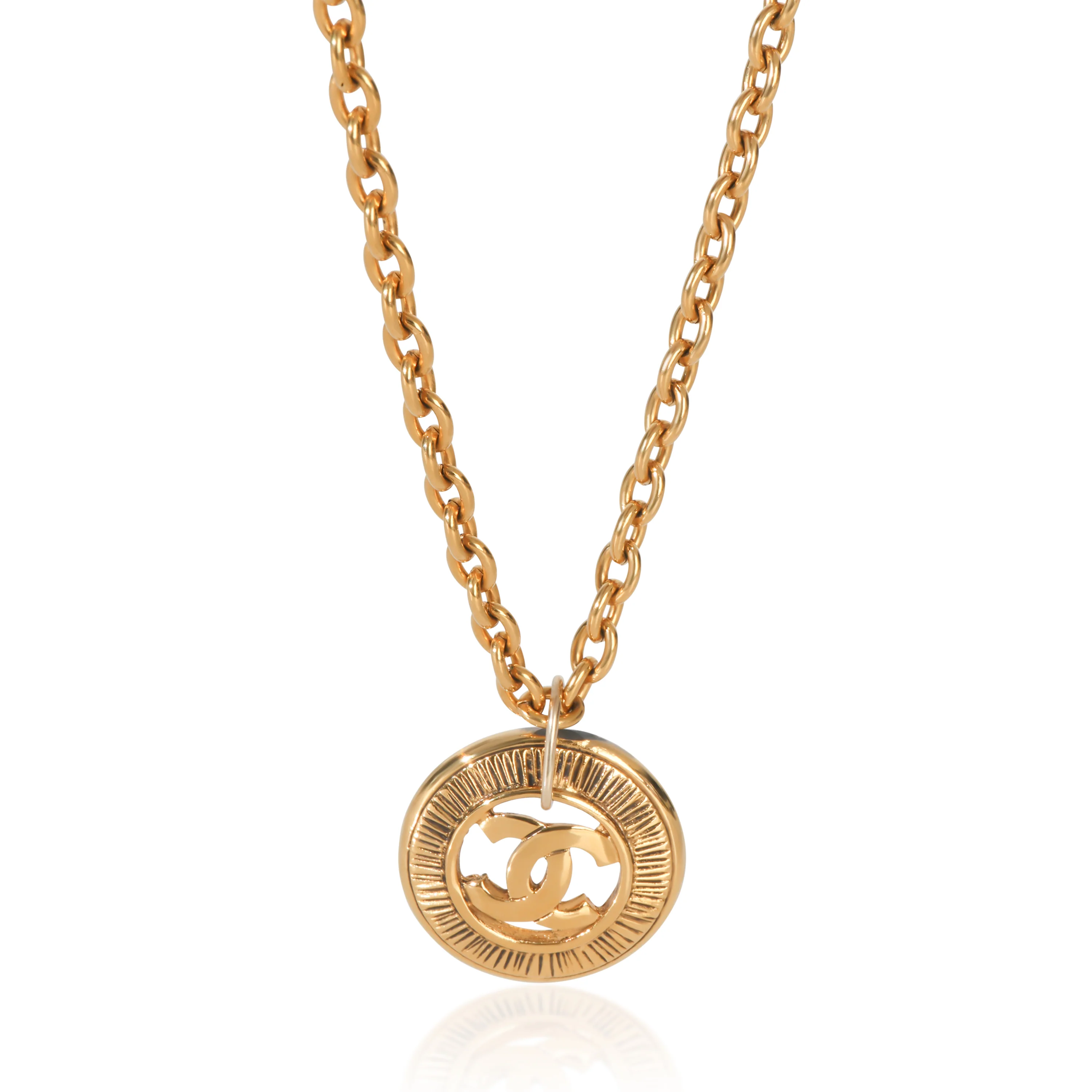 Gold-Plated Vintage Sunburst CC Pendant