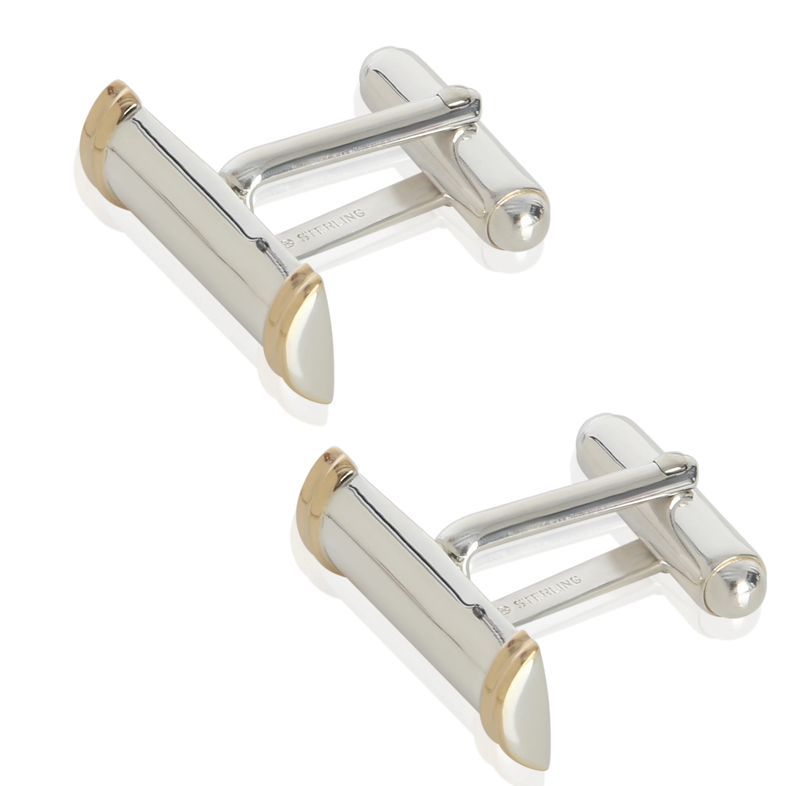 Yellow Gold & Sterling Silver Bar Cufflinks - Image 2