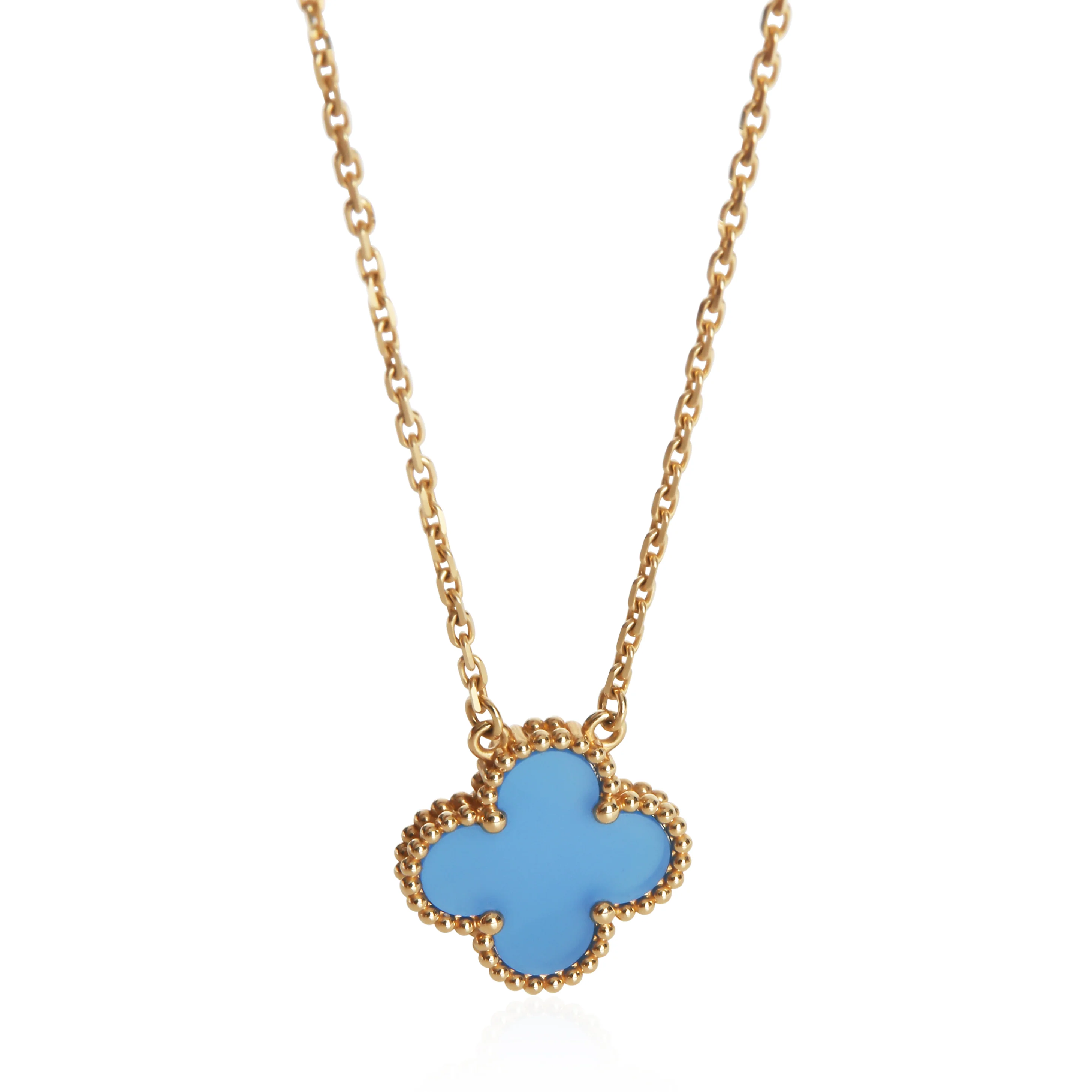 Yellow Gold Agate Vintage Alhambra Pendant