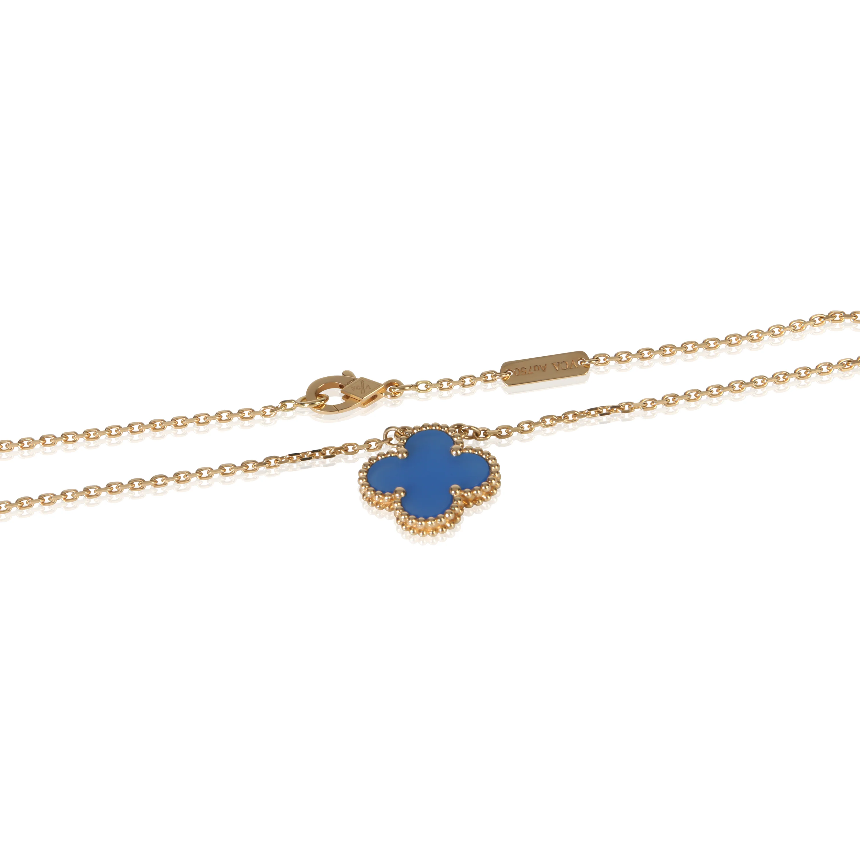 Yellow Gold Agate Vintage Alhambra Pendant - Image 2