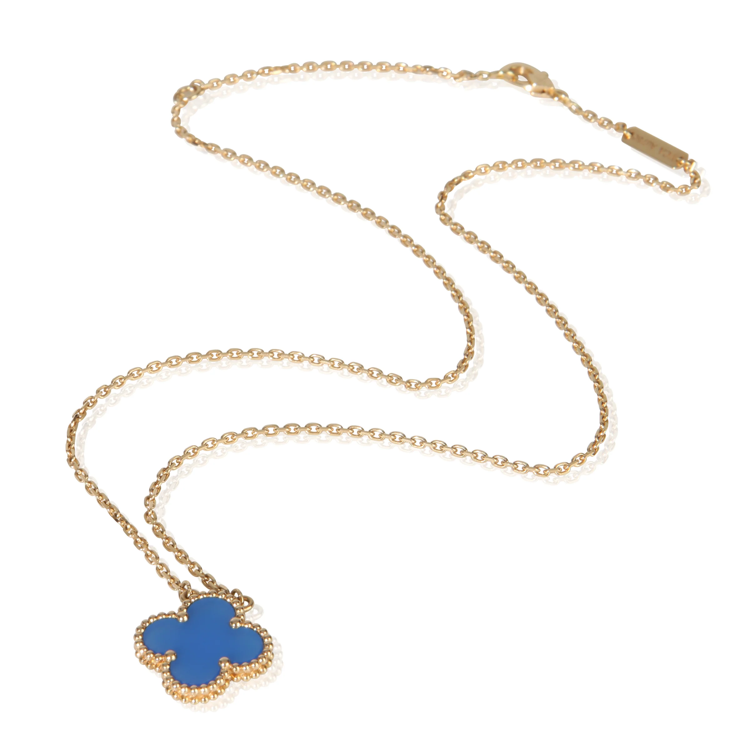 Yellow Gold Agate Vintage Alhambra Pendant - Image 3