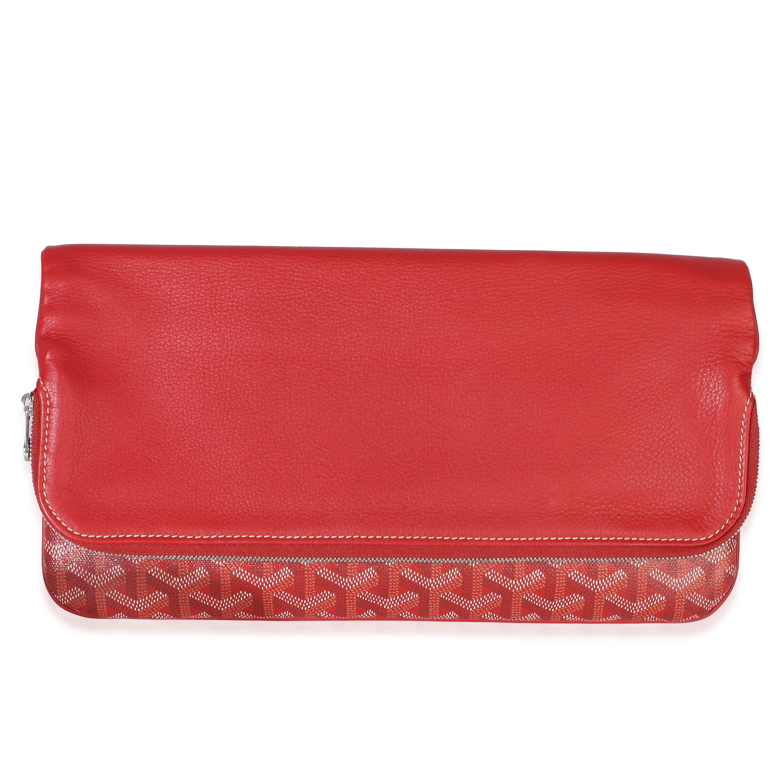 Red Goyardine Canvas Sainte Marie Clutch