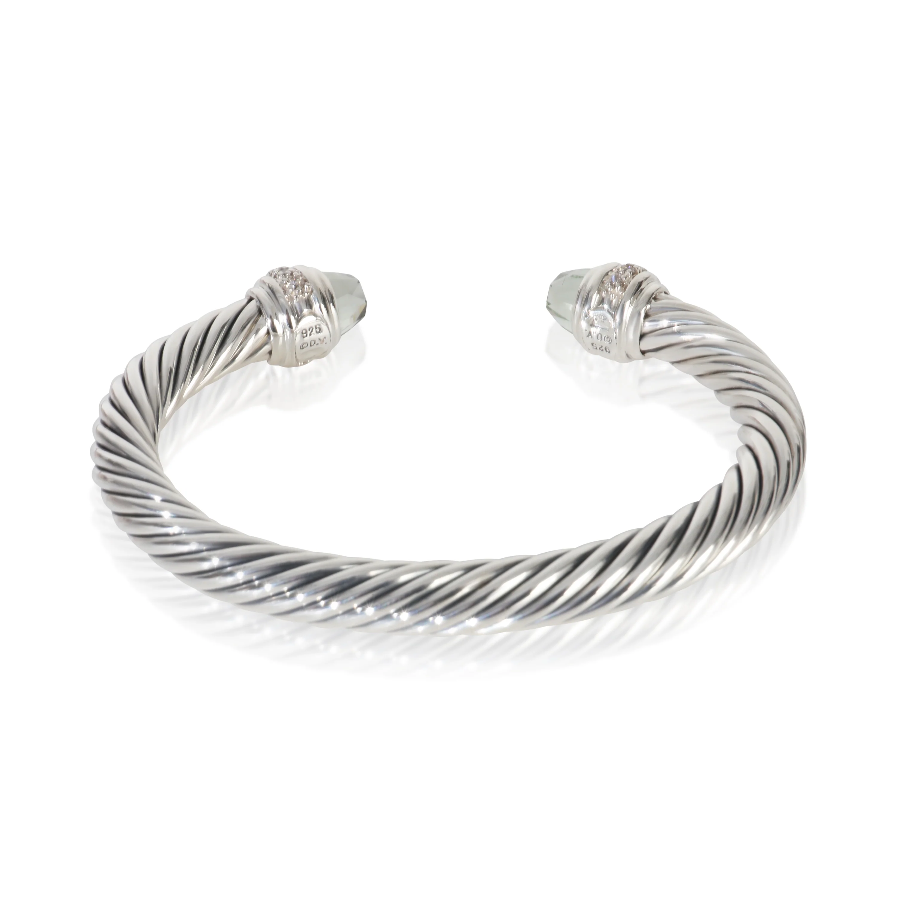 Sterling Silver Prasiolite and Diamond Cable Classic Bracelet - Image 3