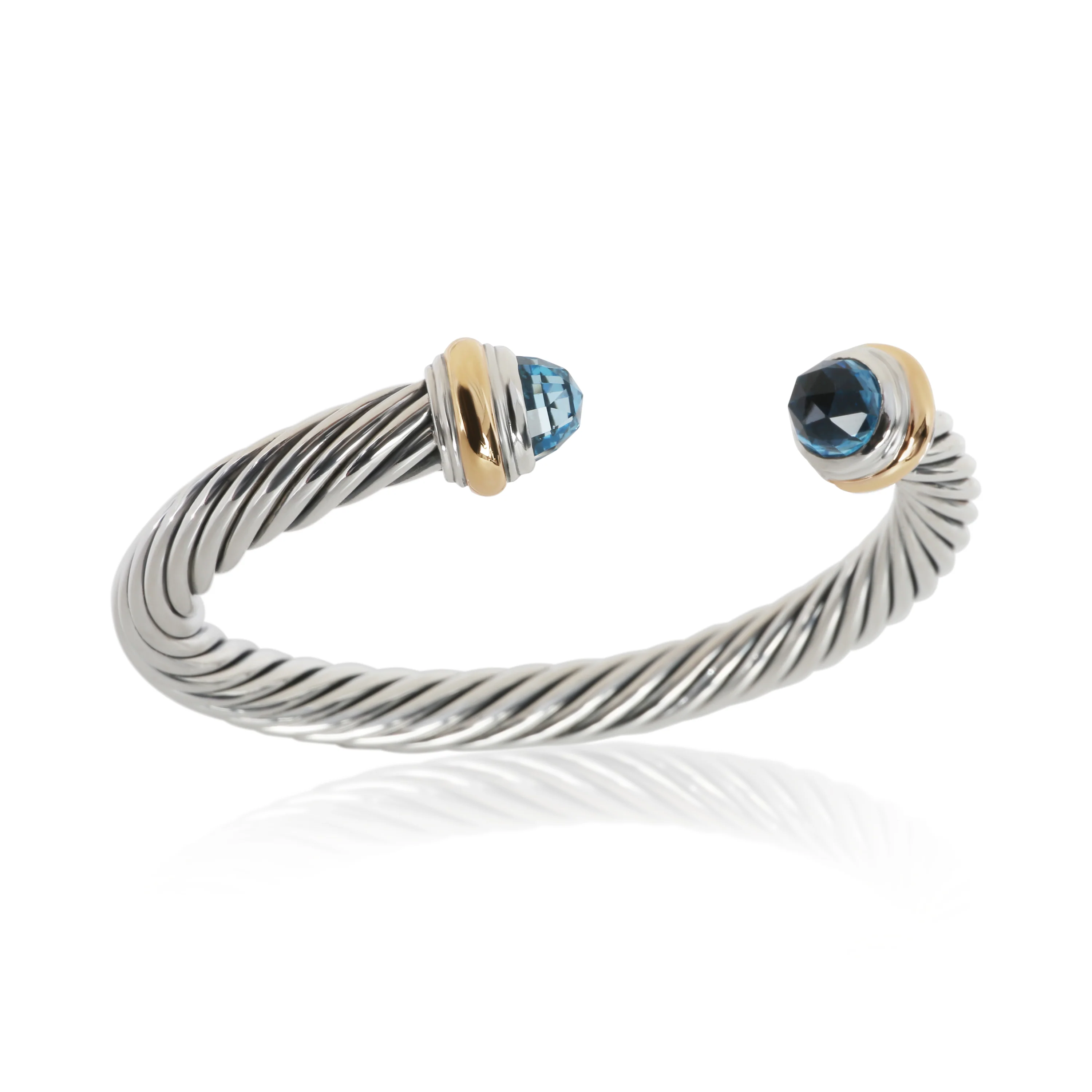 Yellow Gold & Sterling Silver Topaz Cable Classic Bracelet - Image 4
