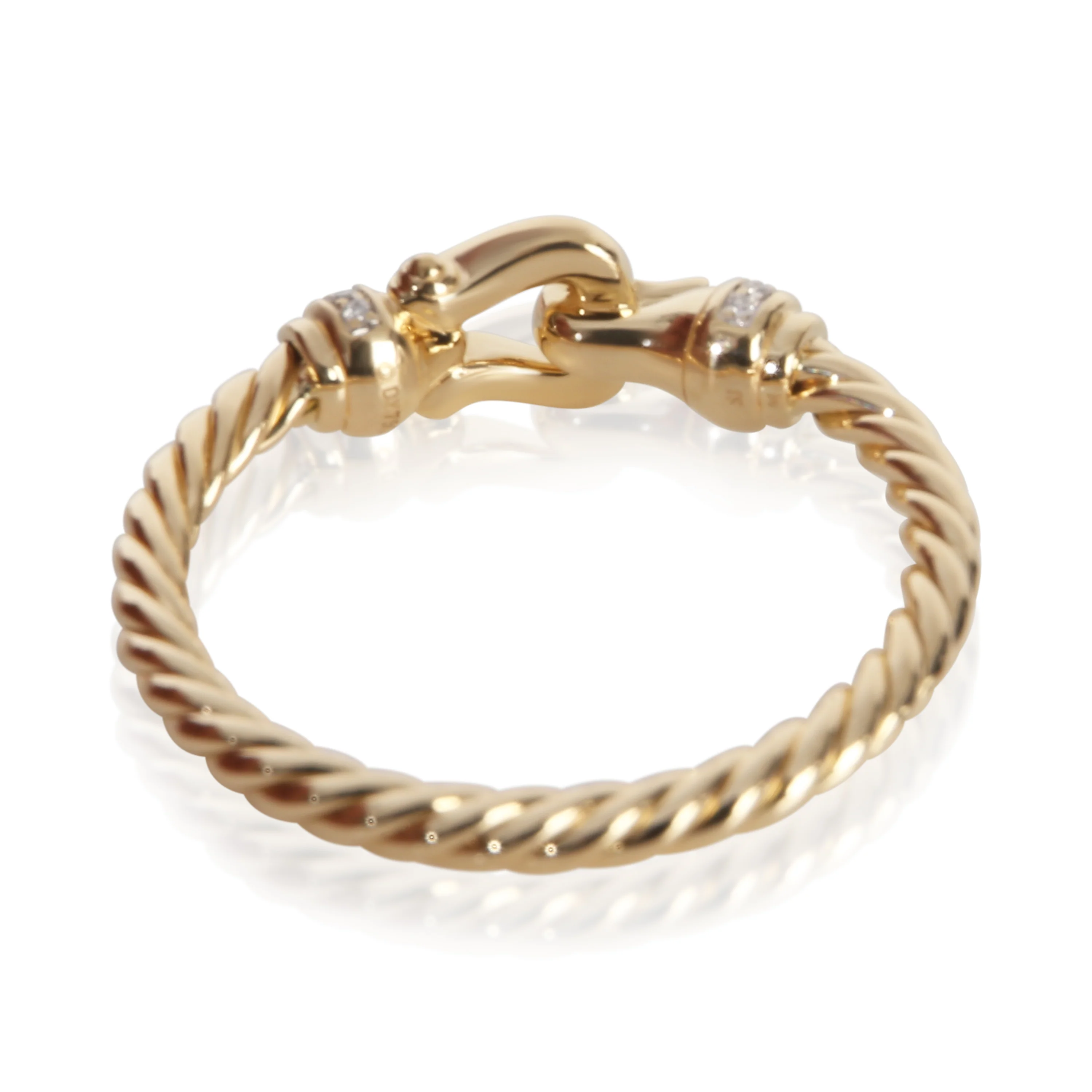 Yellow Gold Diamond Petite Buckle Ring - Image 3