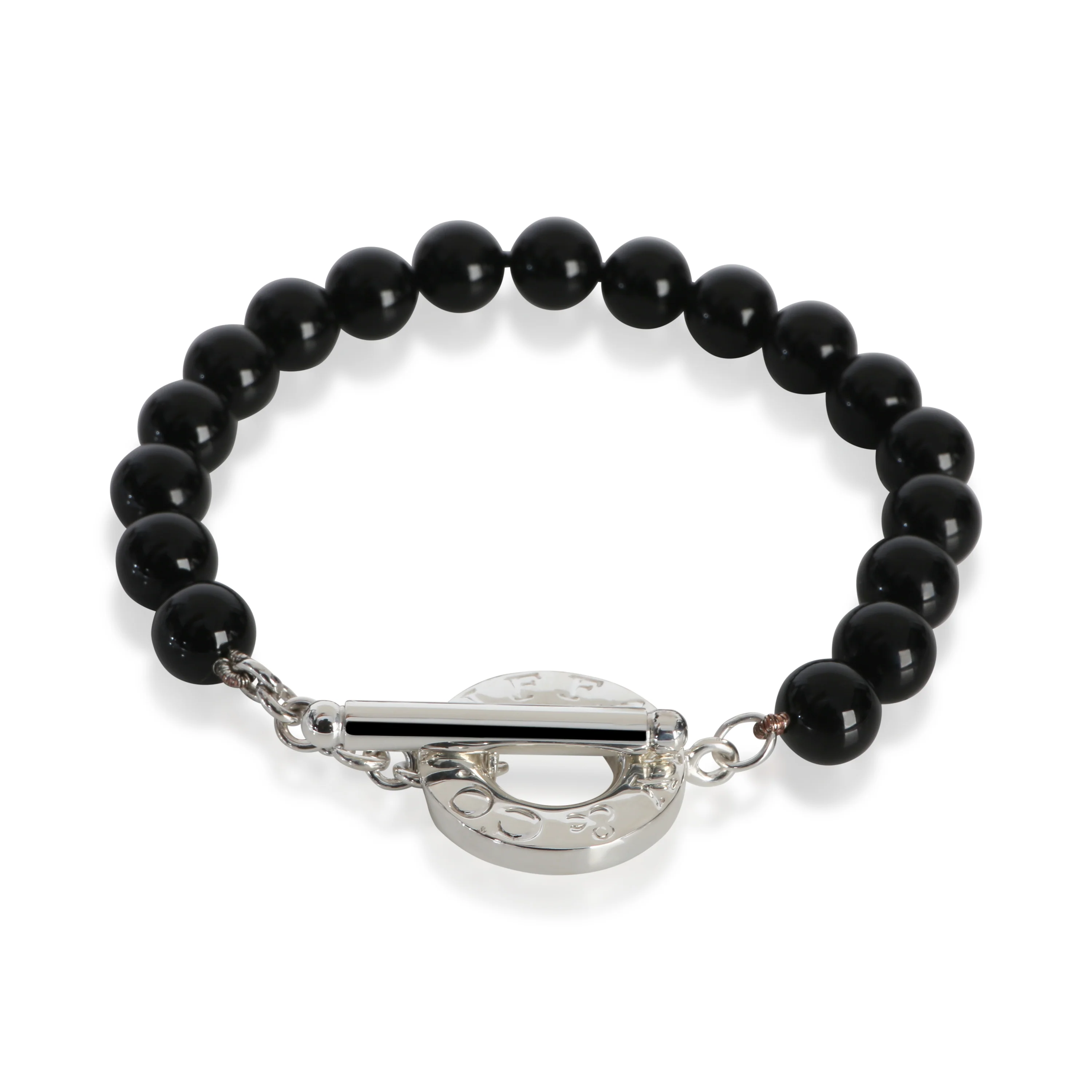 Sterling Silver Onyx Bead Bracelet