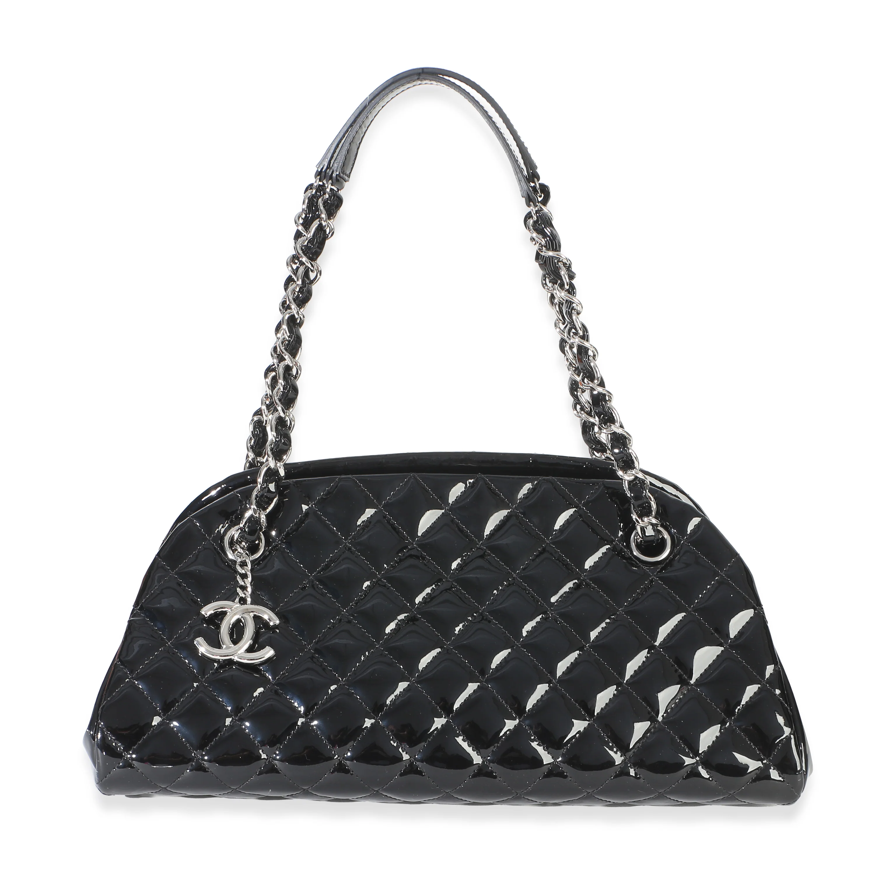 Black Quilted Patent Medium Just Mademoiselle Bowling Bag
