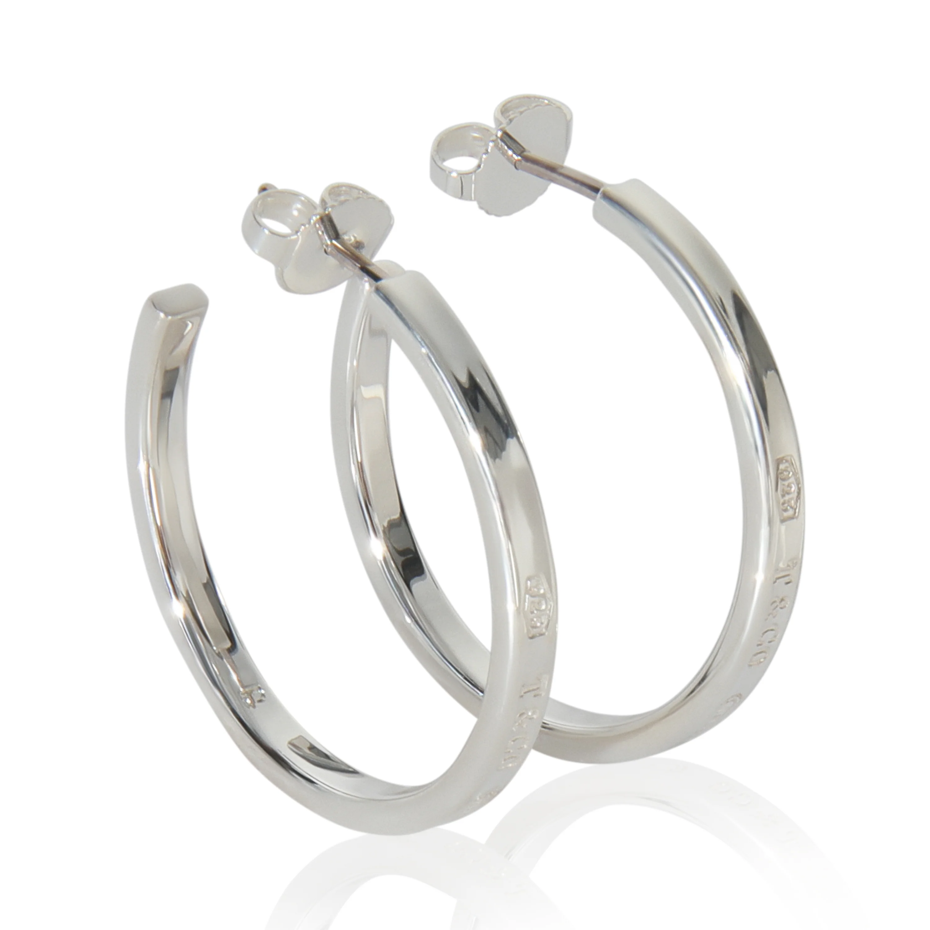 Sterling Silver  1837 Medium Hoop Earrings - Image 2