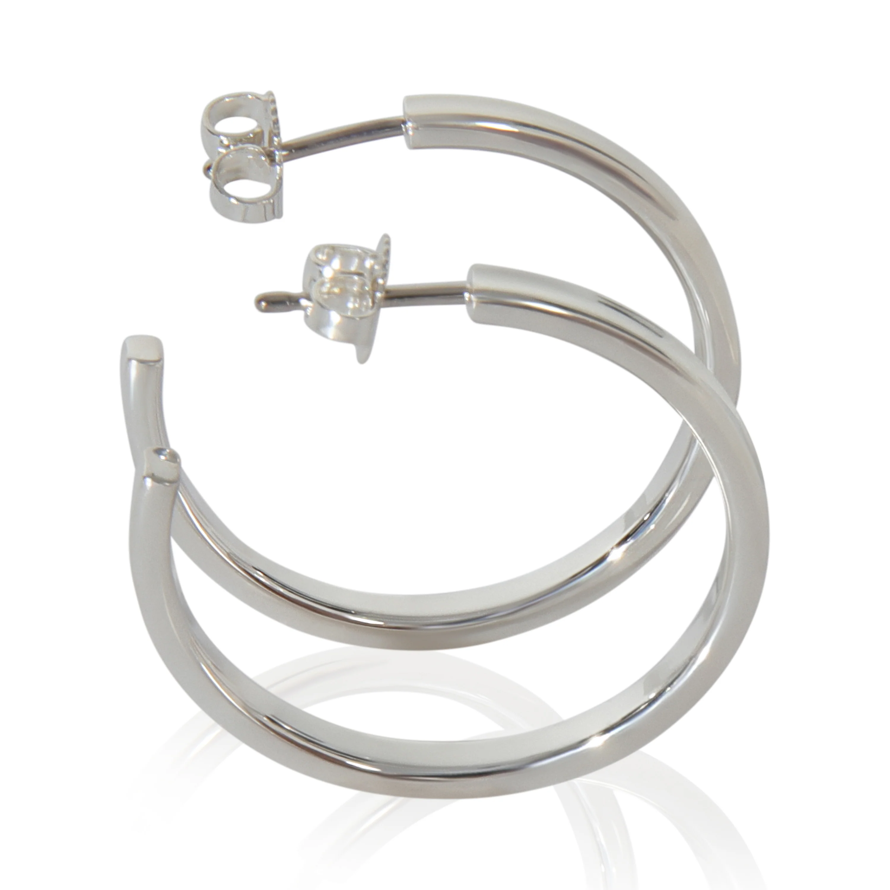 Sterling Silver  1837 Medium Hoop Earrings - Image 3