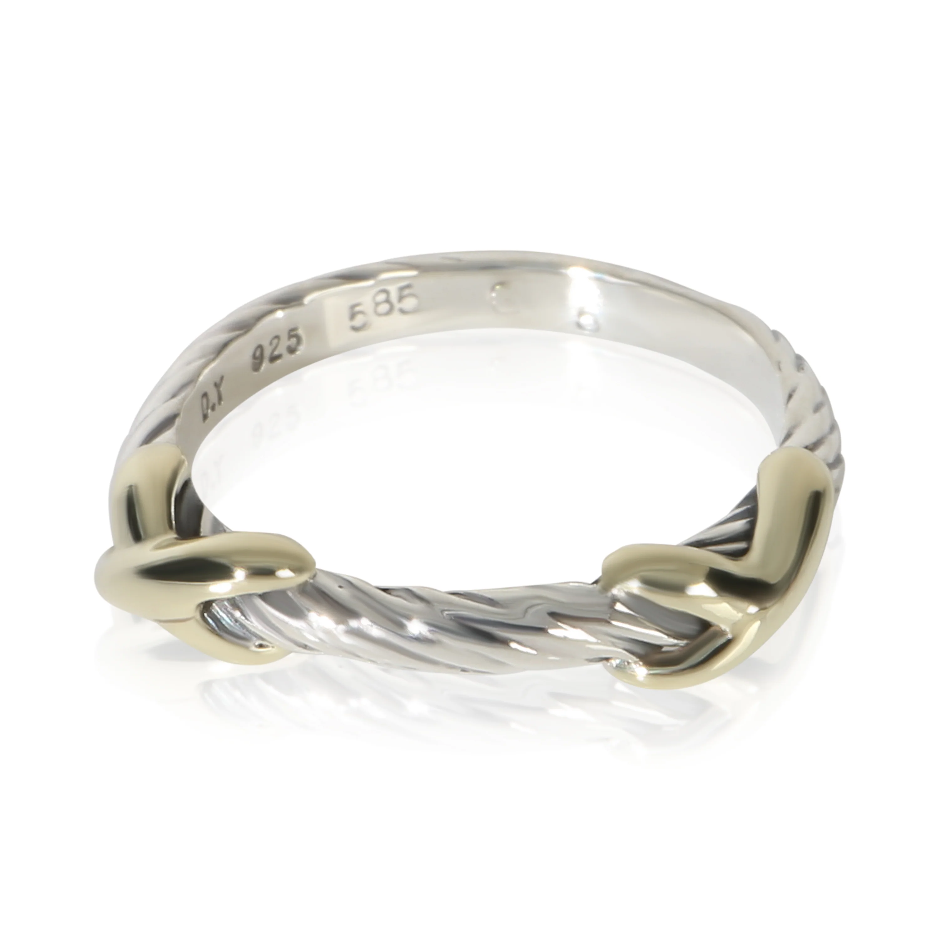 Yellow Gold & Sterling Silver  Cable X Ring