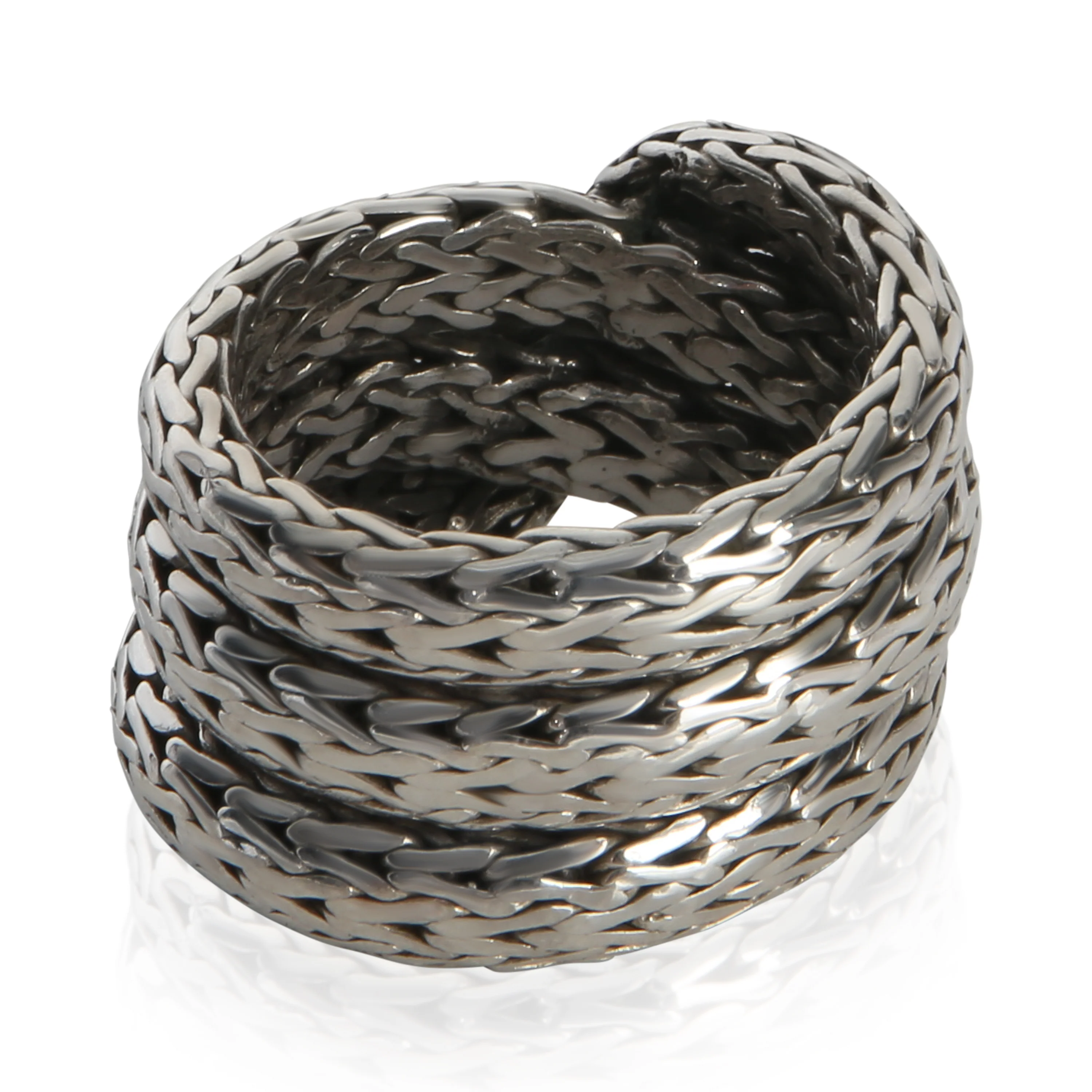 Sterling Silver Classic Chain Crossover Ring - Image 3