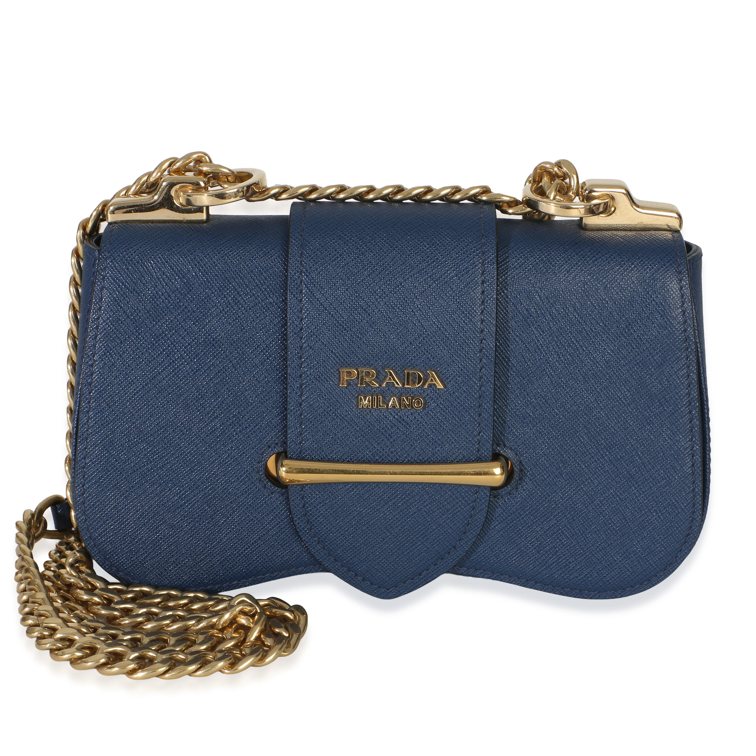 Blue Saffiano Sidonie Chain Shoulder Bag
