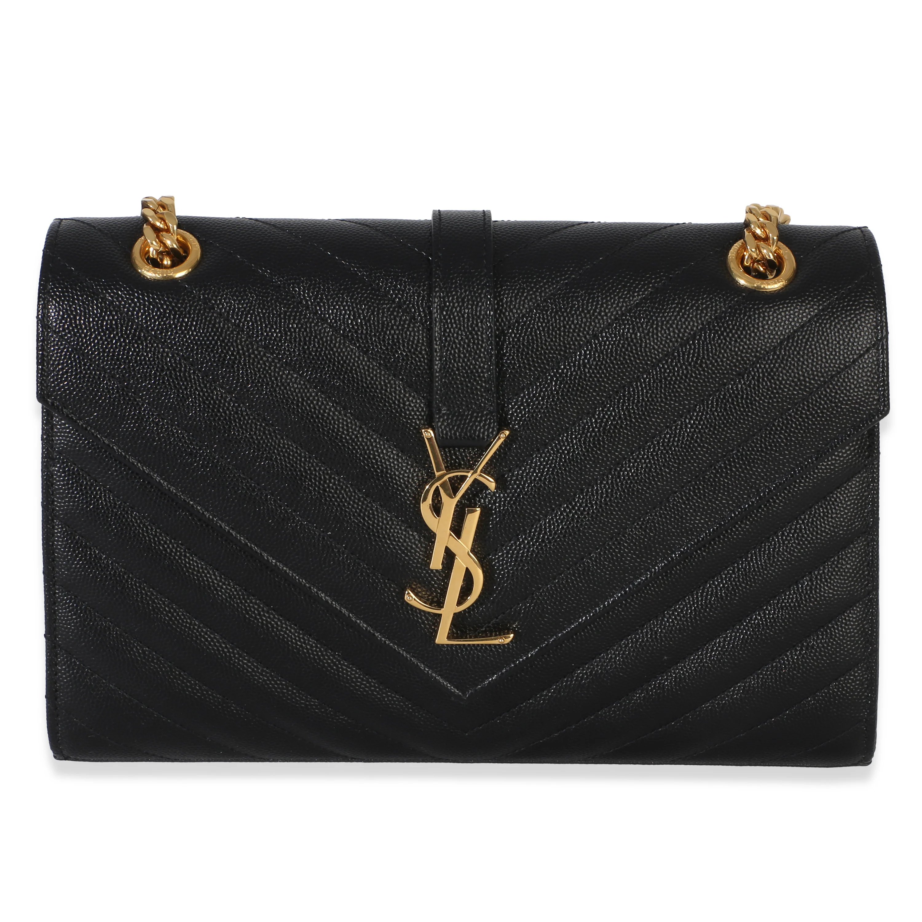 Black Grain De Poudre Mixed Matelasse Triquilt Medium Envelope Bag