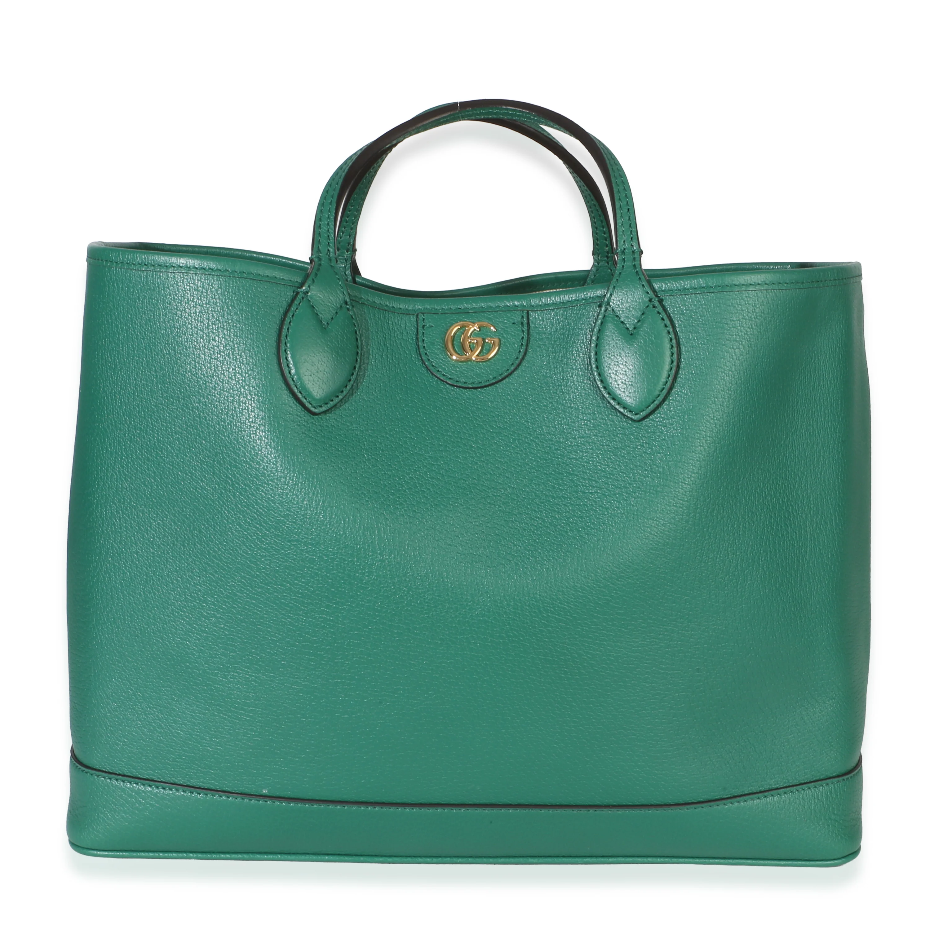 Green Textured Dollar Calfskin Medium Ophidia Tote