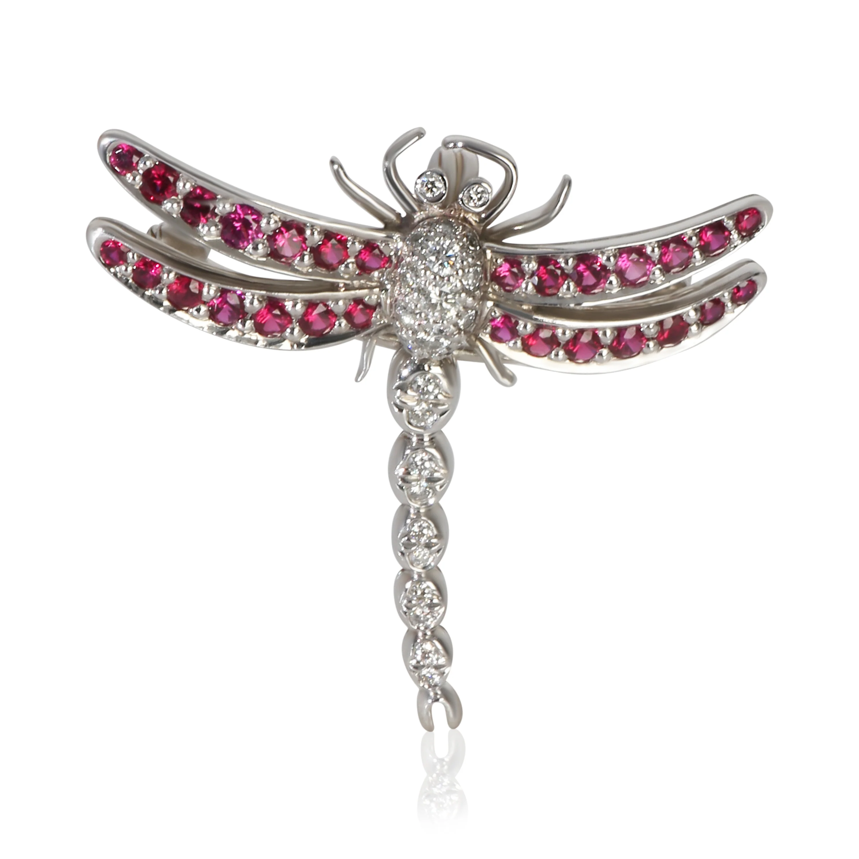 Platinum Ruby and Diamond Dragonfly Brooch