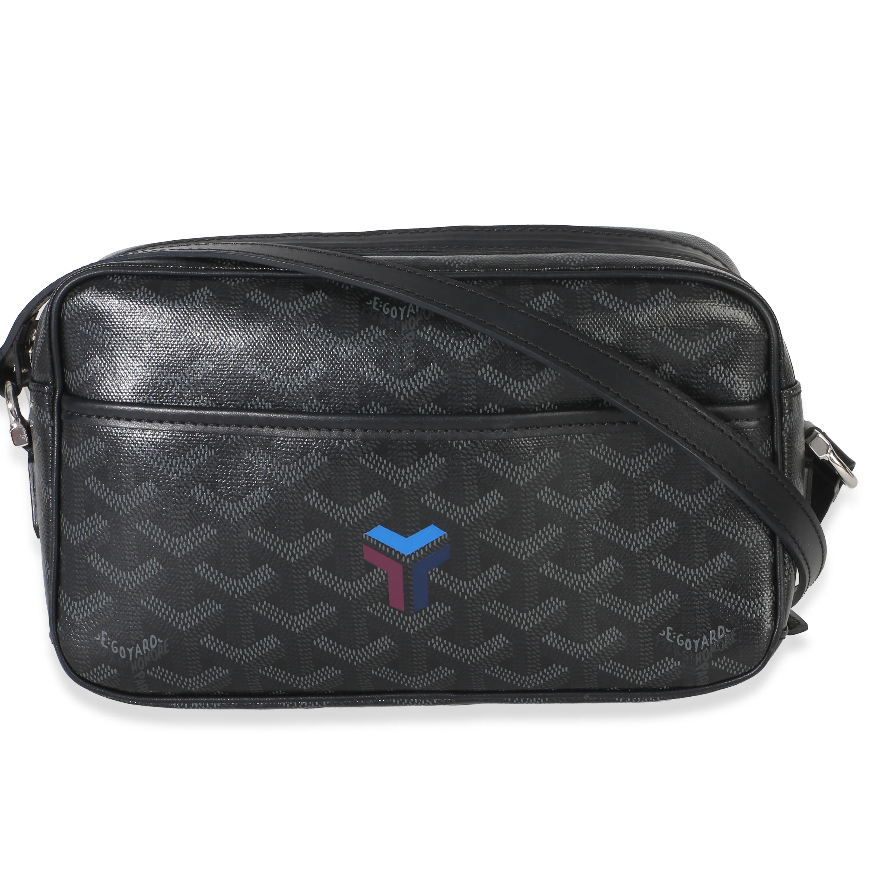 Jet Black Goyardine Canvas Sac Cap-Vert PM