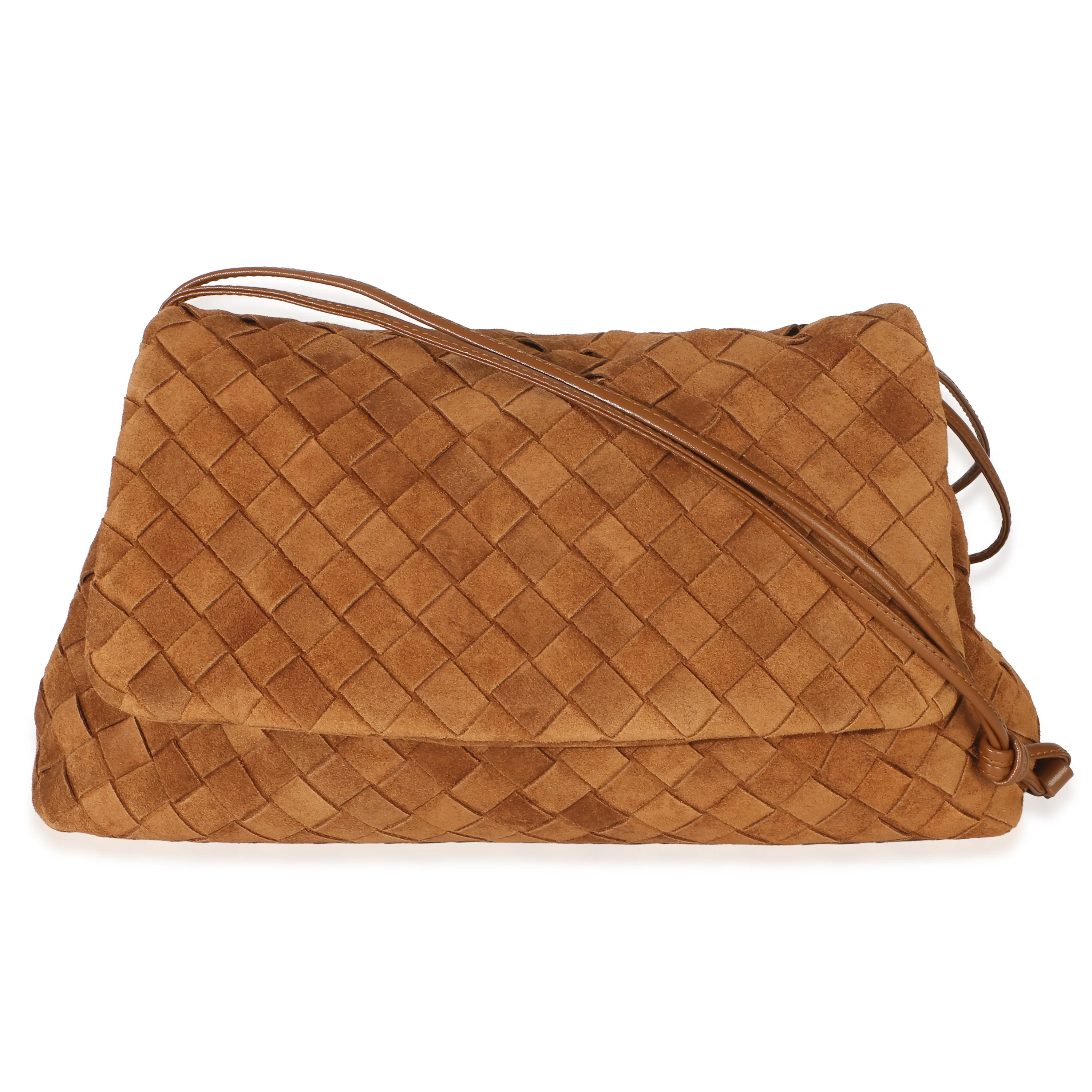 Amber Intrecciato Suede Giorno Shoulder Bag