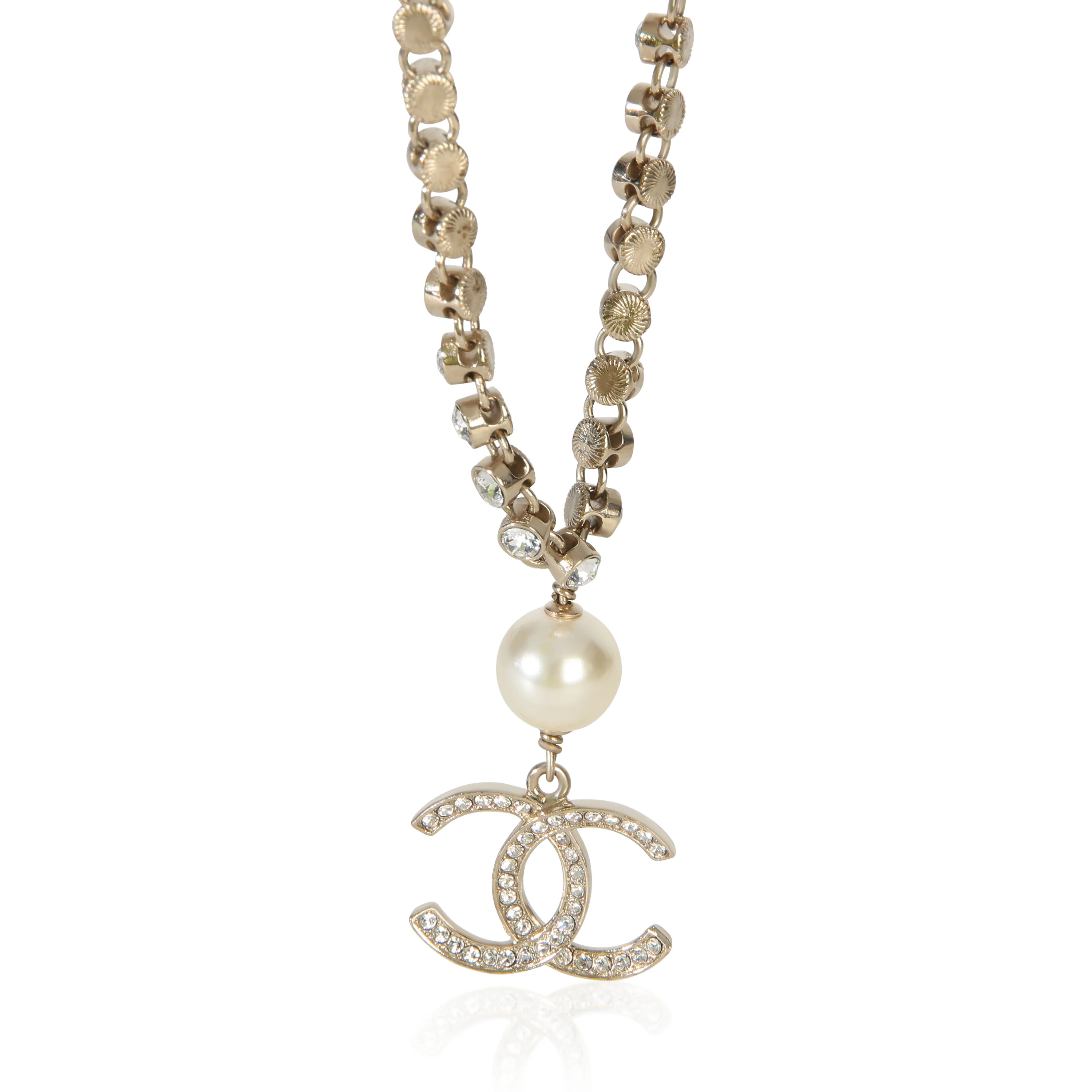 Gold-Plated 2021 Strass & Faux Pearl Necklace