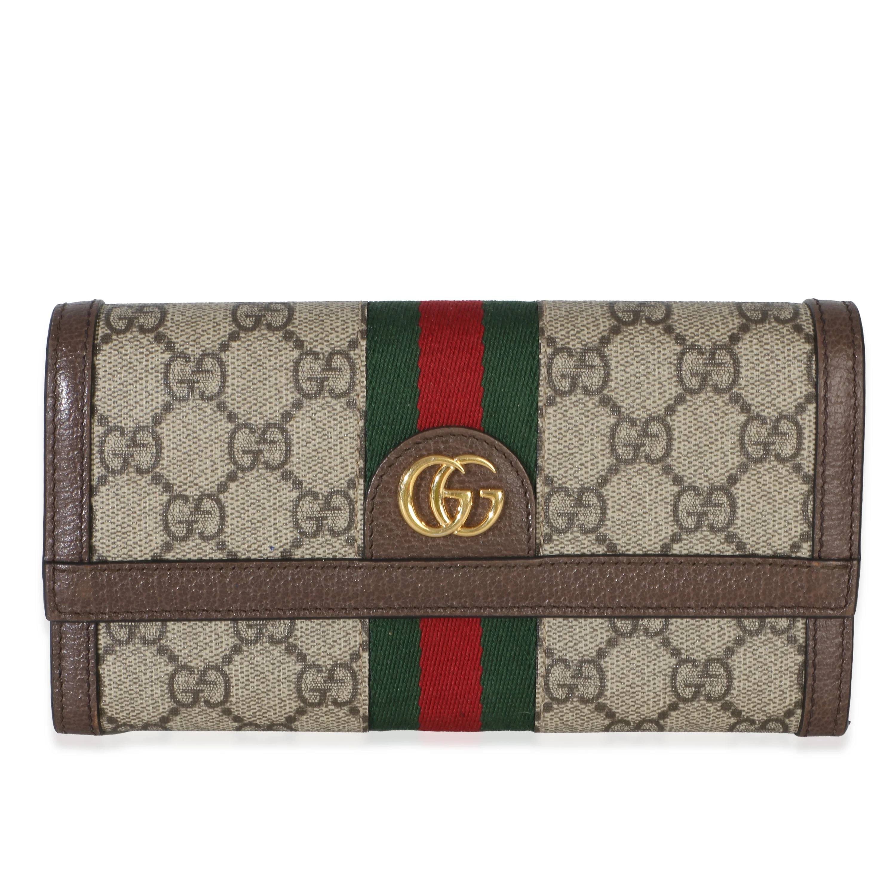 Beige GG Supreme Canvas Ophidia Continental Wallet