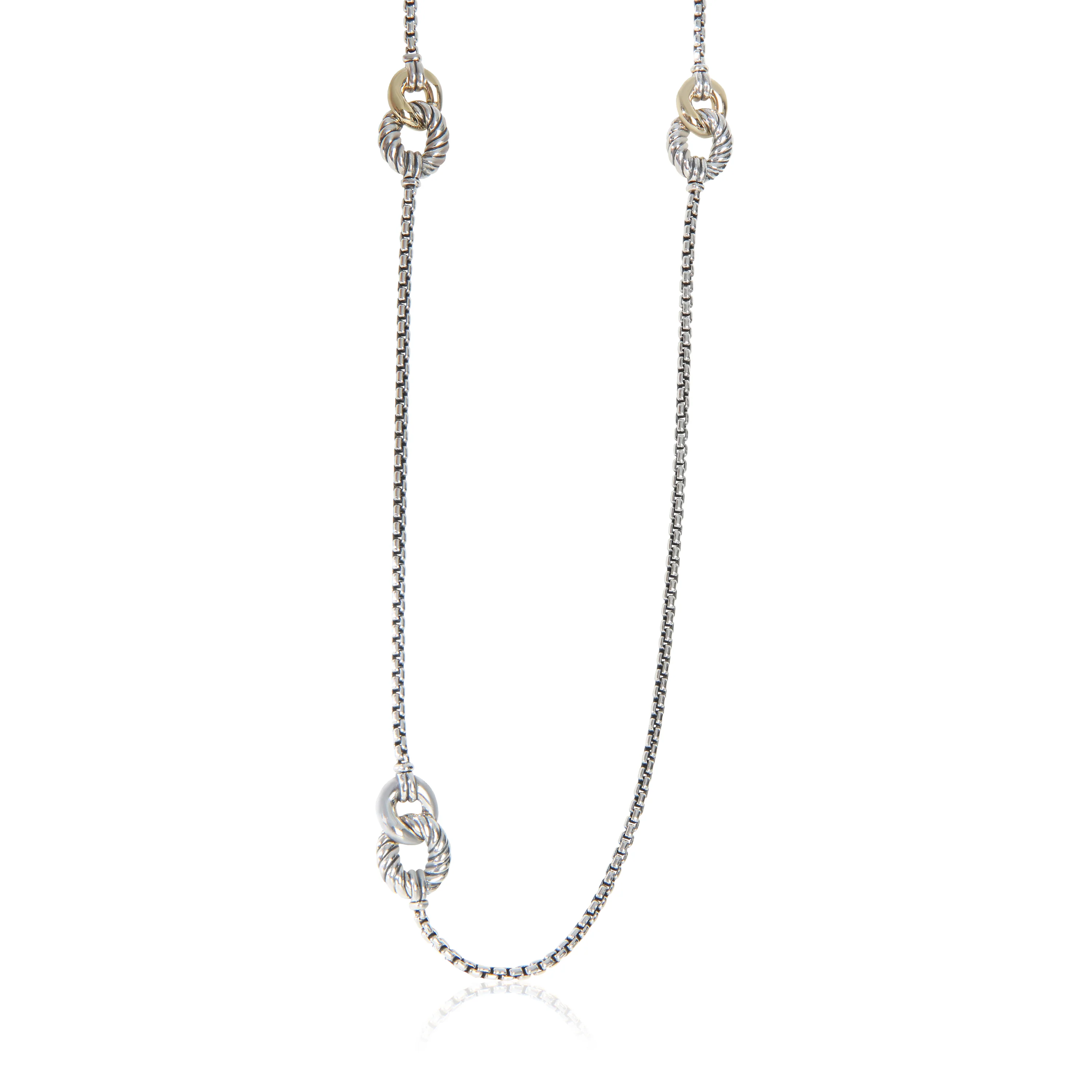 Yellow Gold & Sterling Silver Belmont Curb Link Four Station Neckl