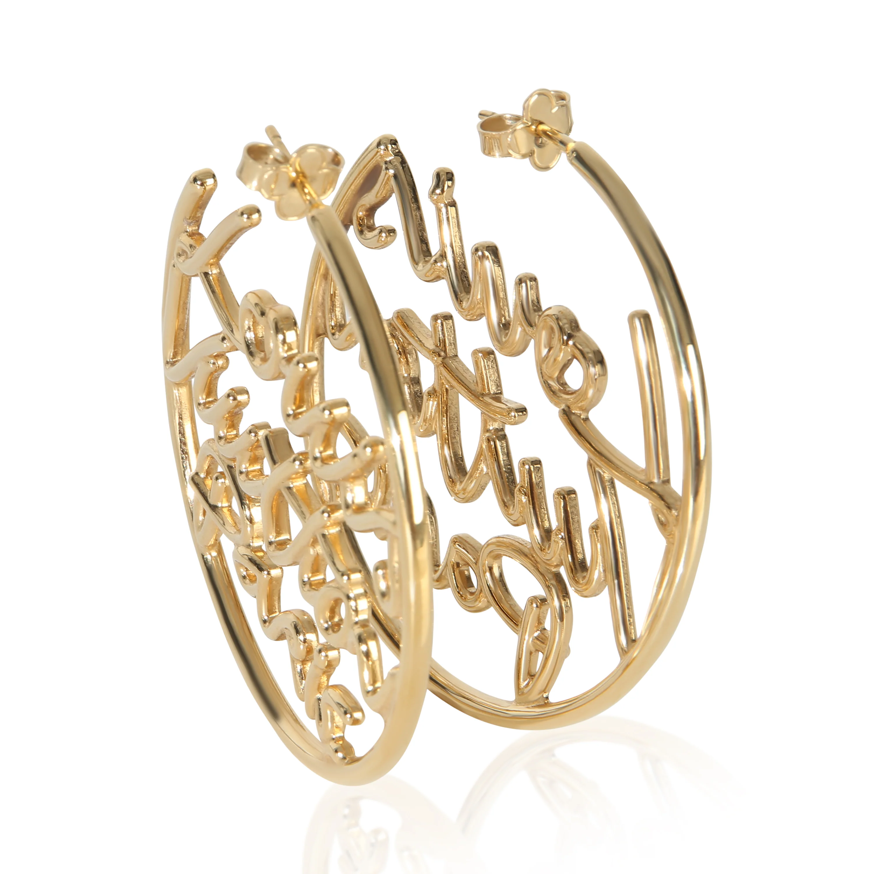 Gold-Plated Script Hoop Earrings