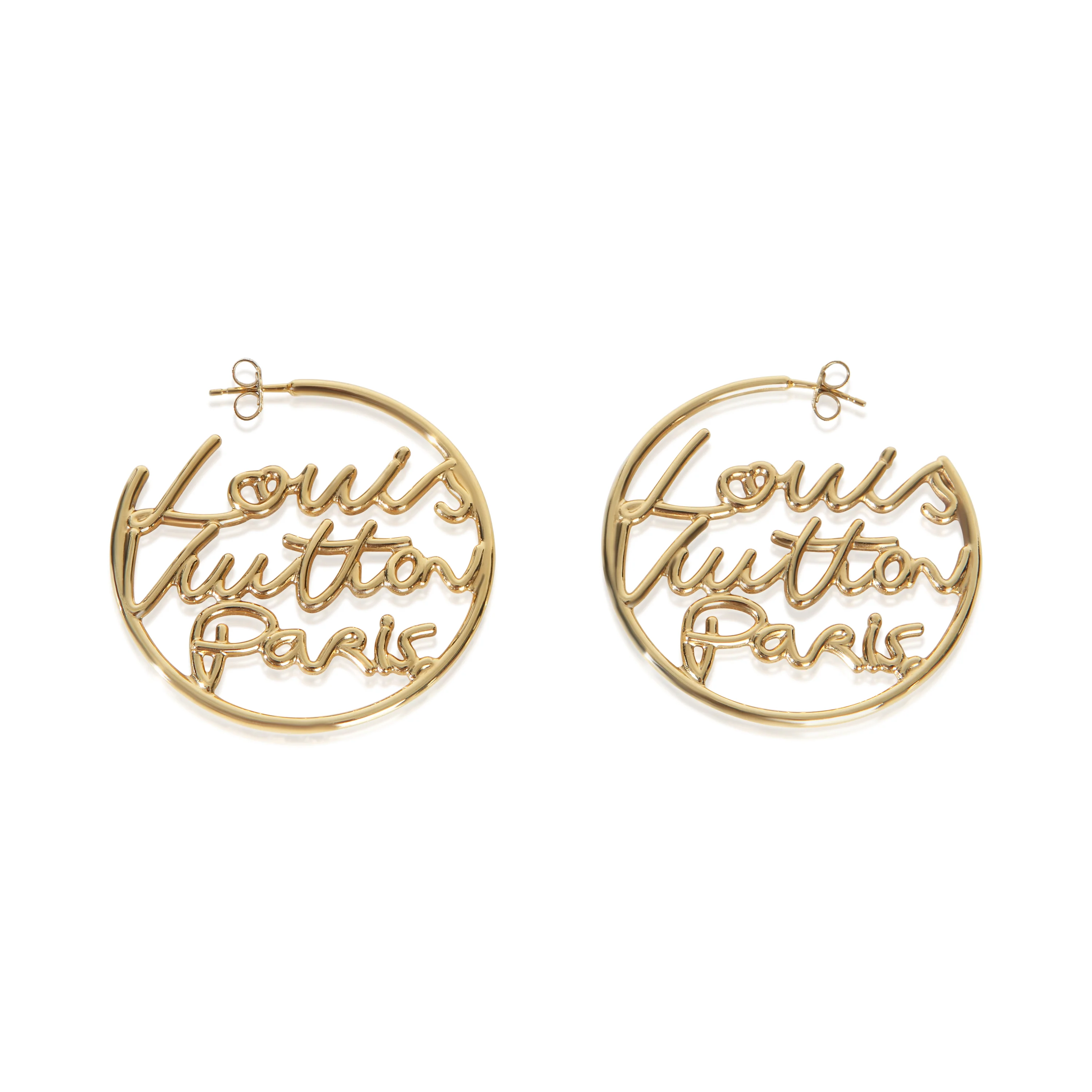 Gold-Plated Script Hoop Earrings - Image 2