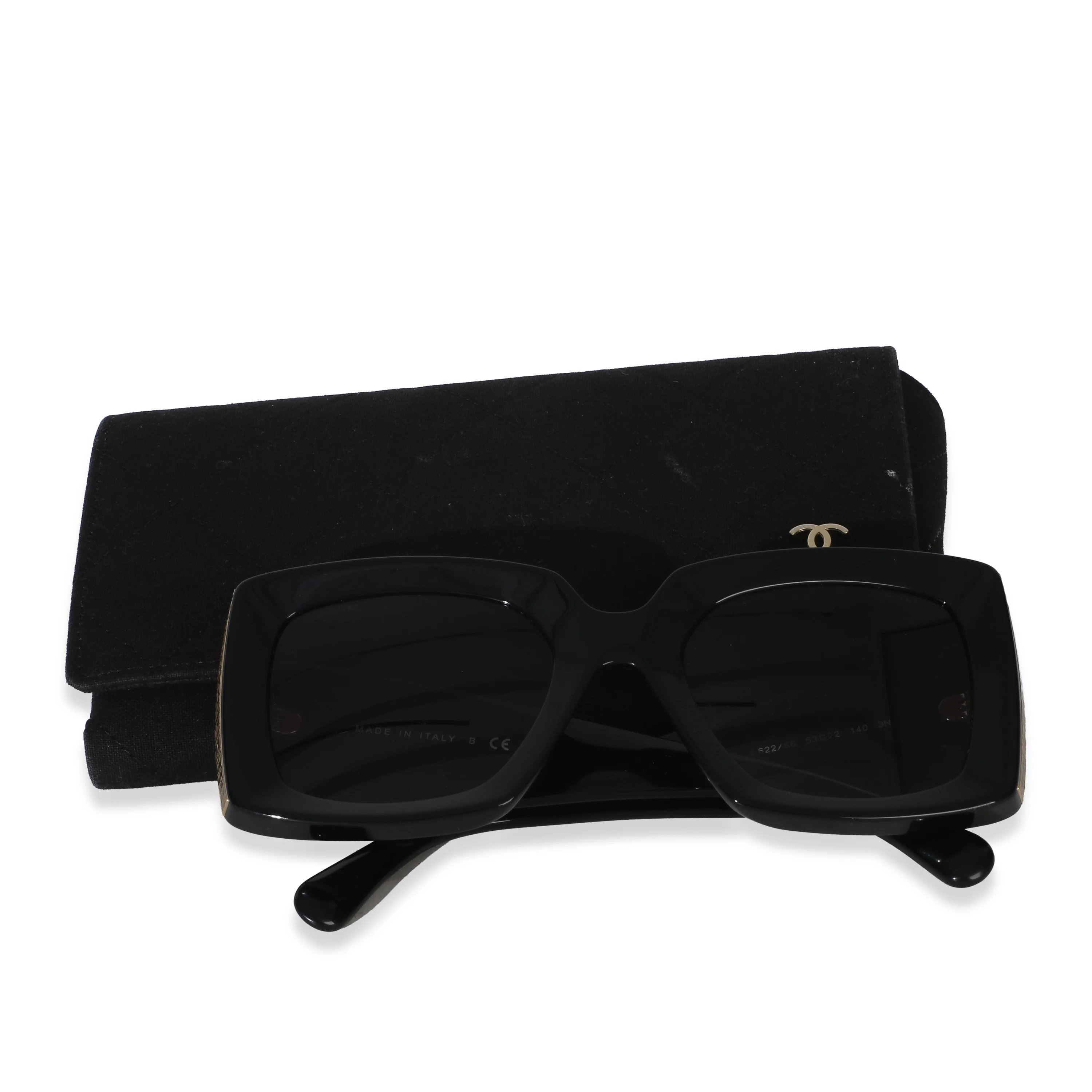 Black Gold Acetate Rectangle Sunglasses