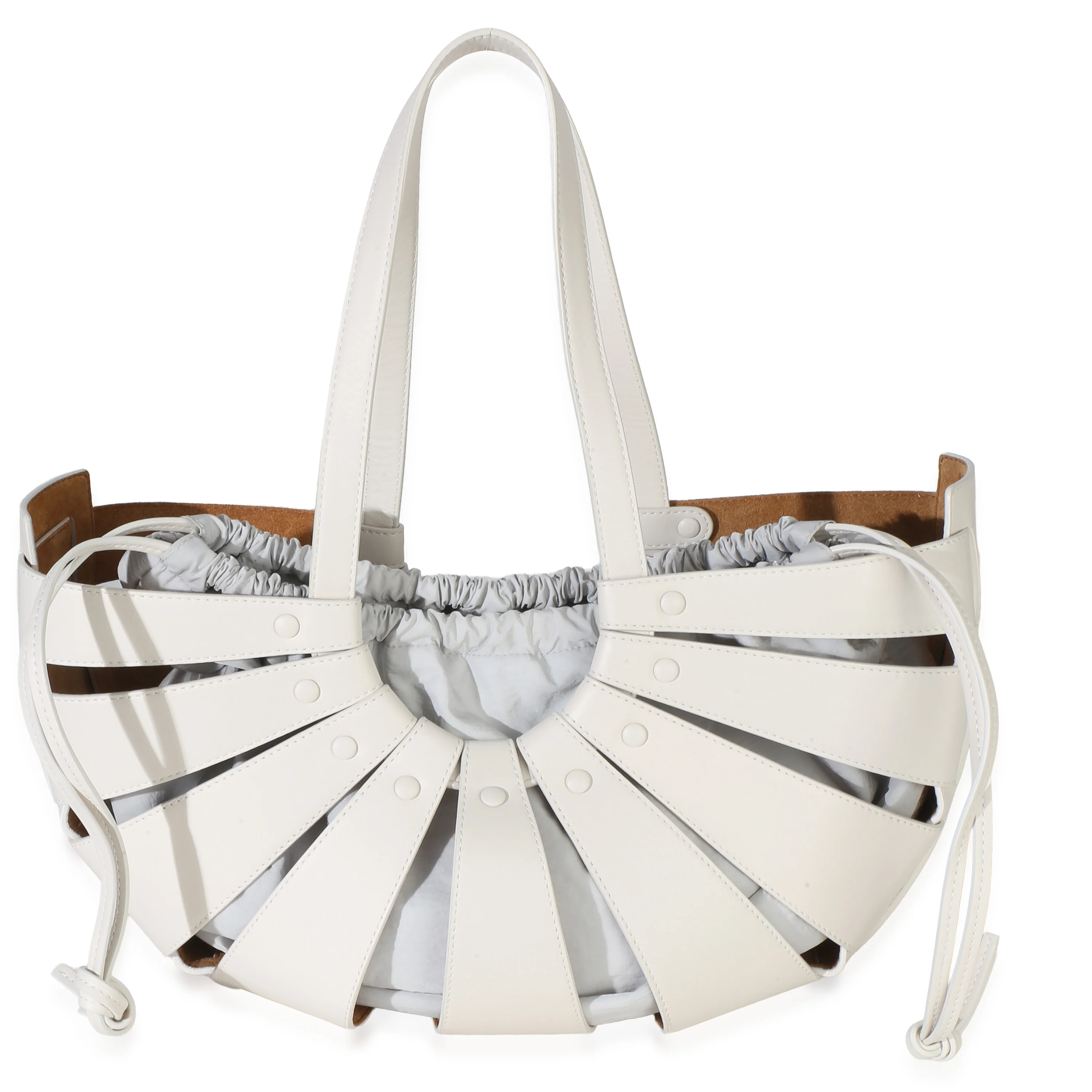 White Calfskin Small Shell Bag