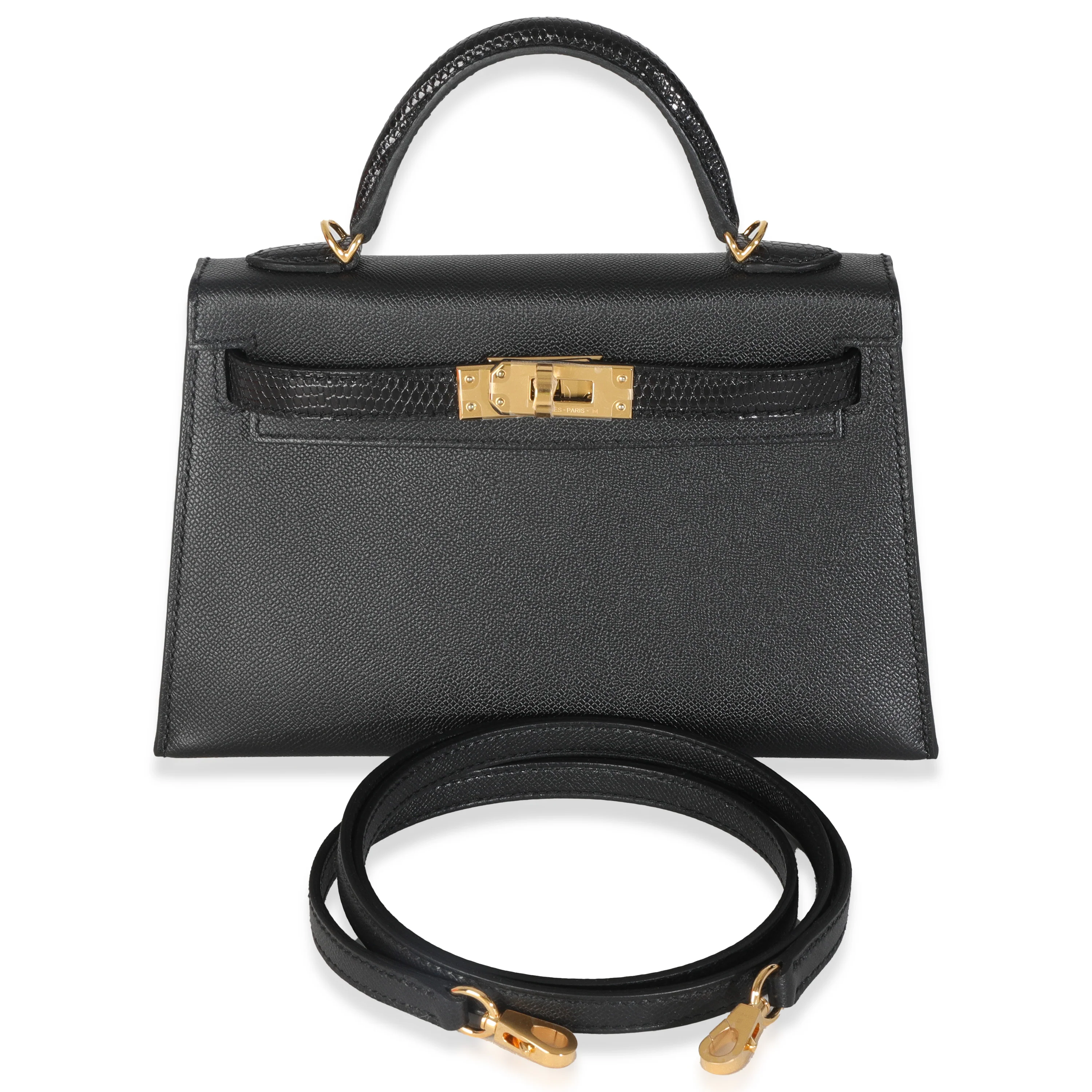 Black Madame Lizard Touch Mini Kelly 20 II GHW - Image 10