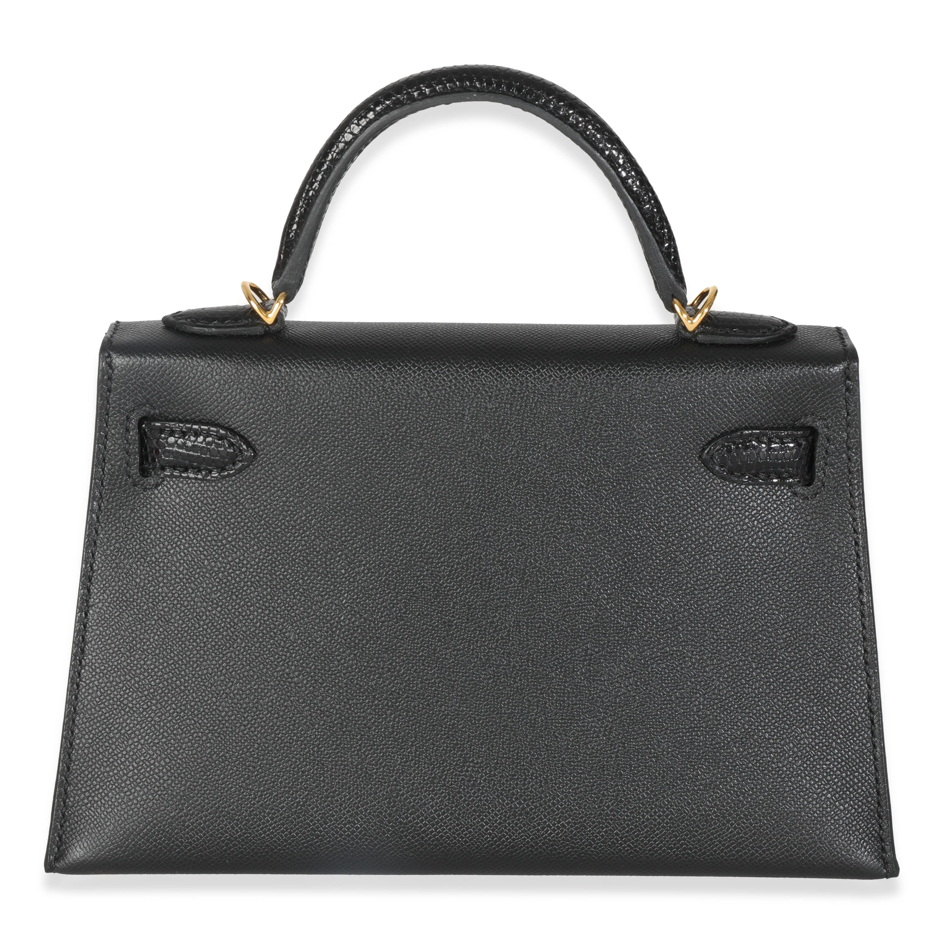 Black Madame Lizard Touch Mini Kelly 20 II GHW - Image 4