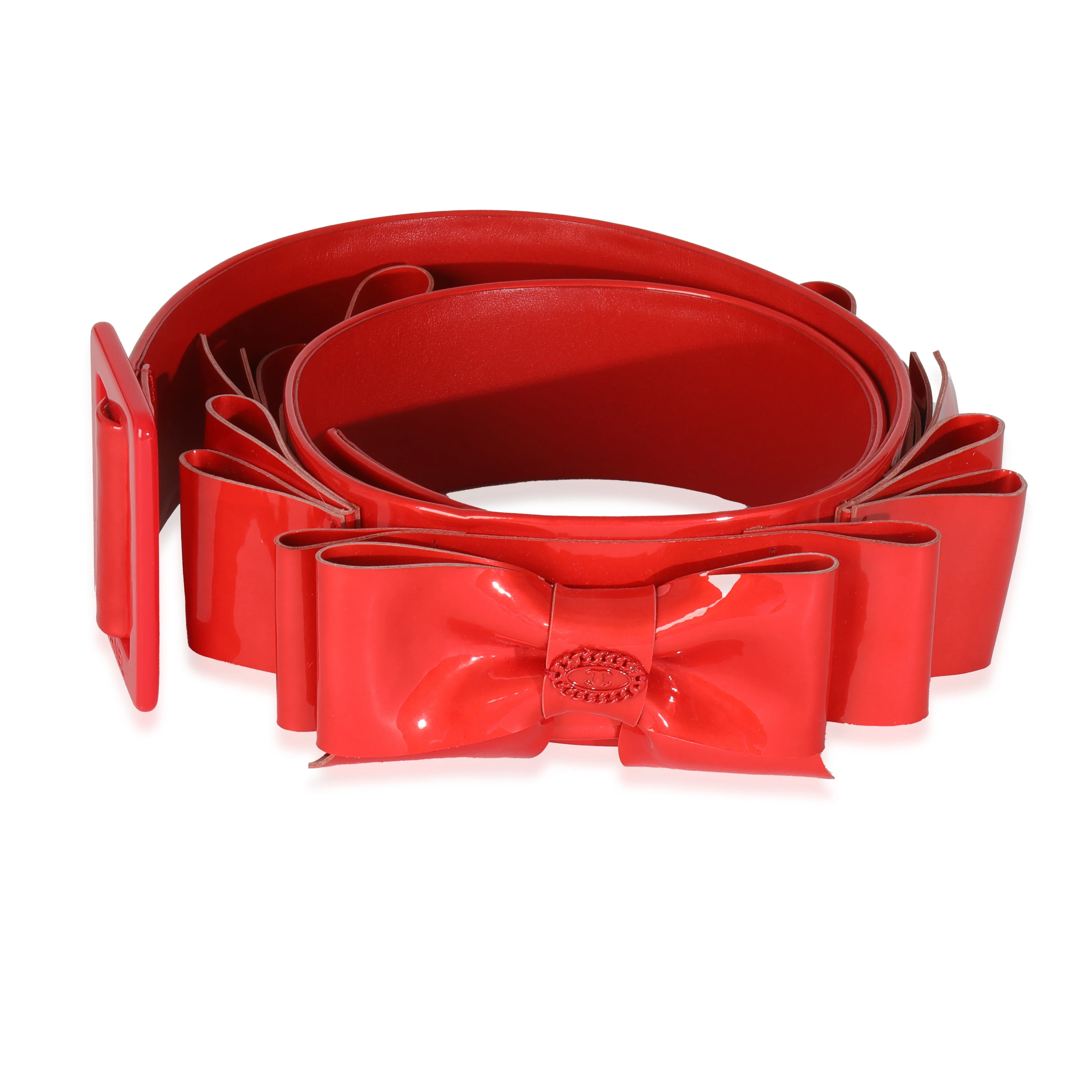 08P Red Patent Oversized Bow CC Waist Belt