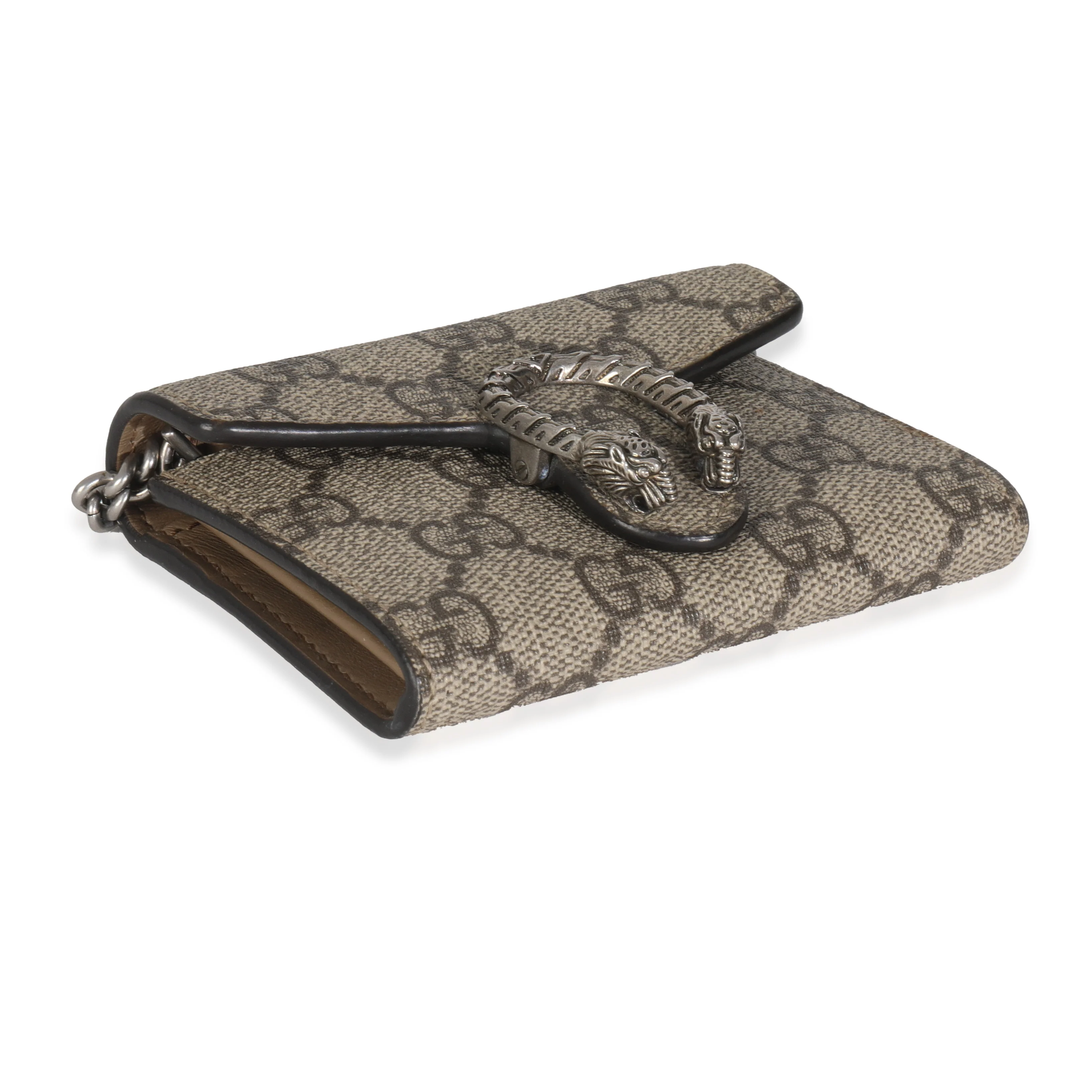 Beige GG Supreme Canvas Dionysus Card Holder On Chain - Image 8