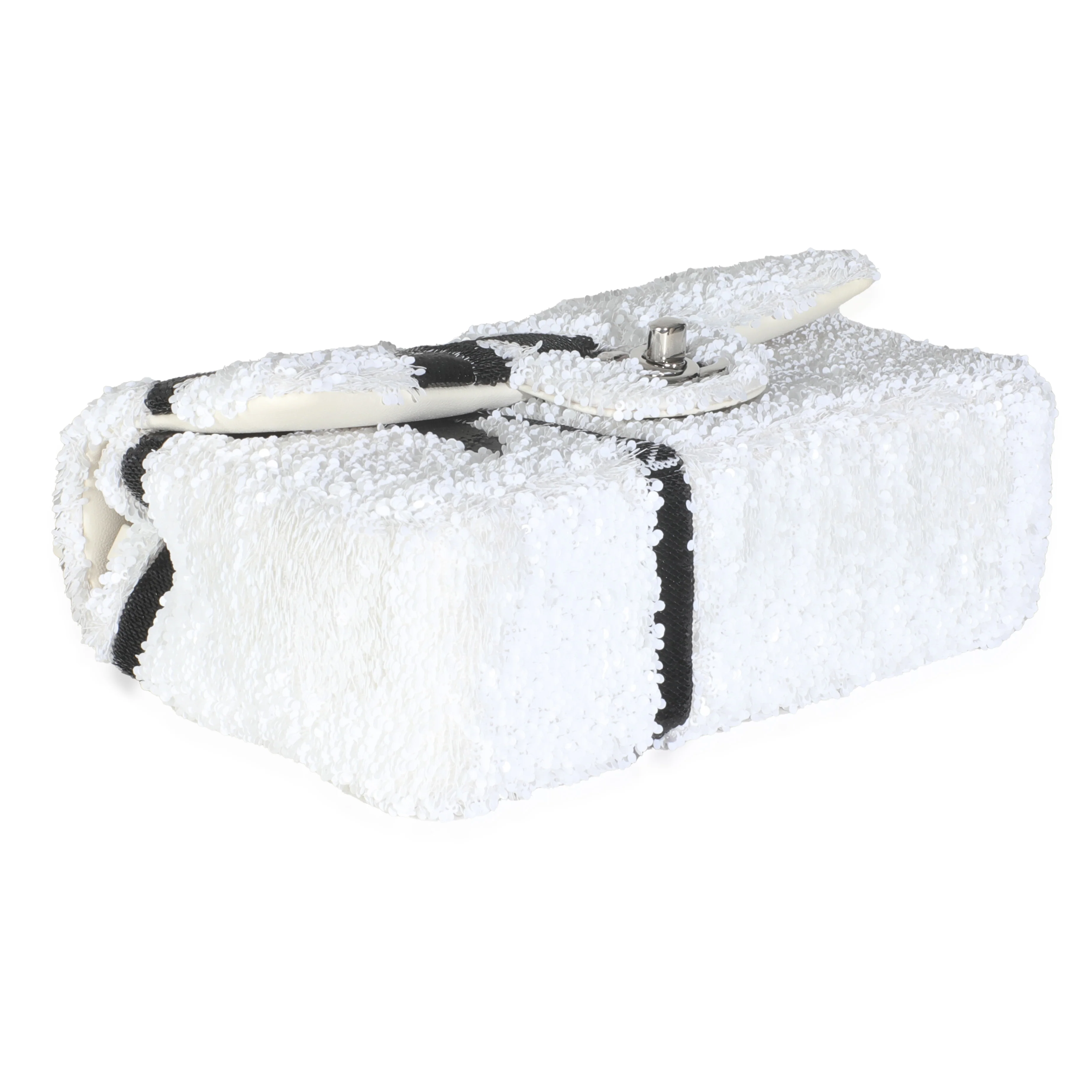 White Black Sequin Bow Mini Rectangular Flap Bag - Image 6